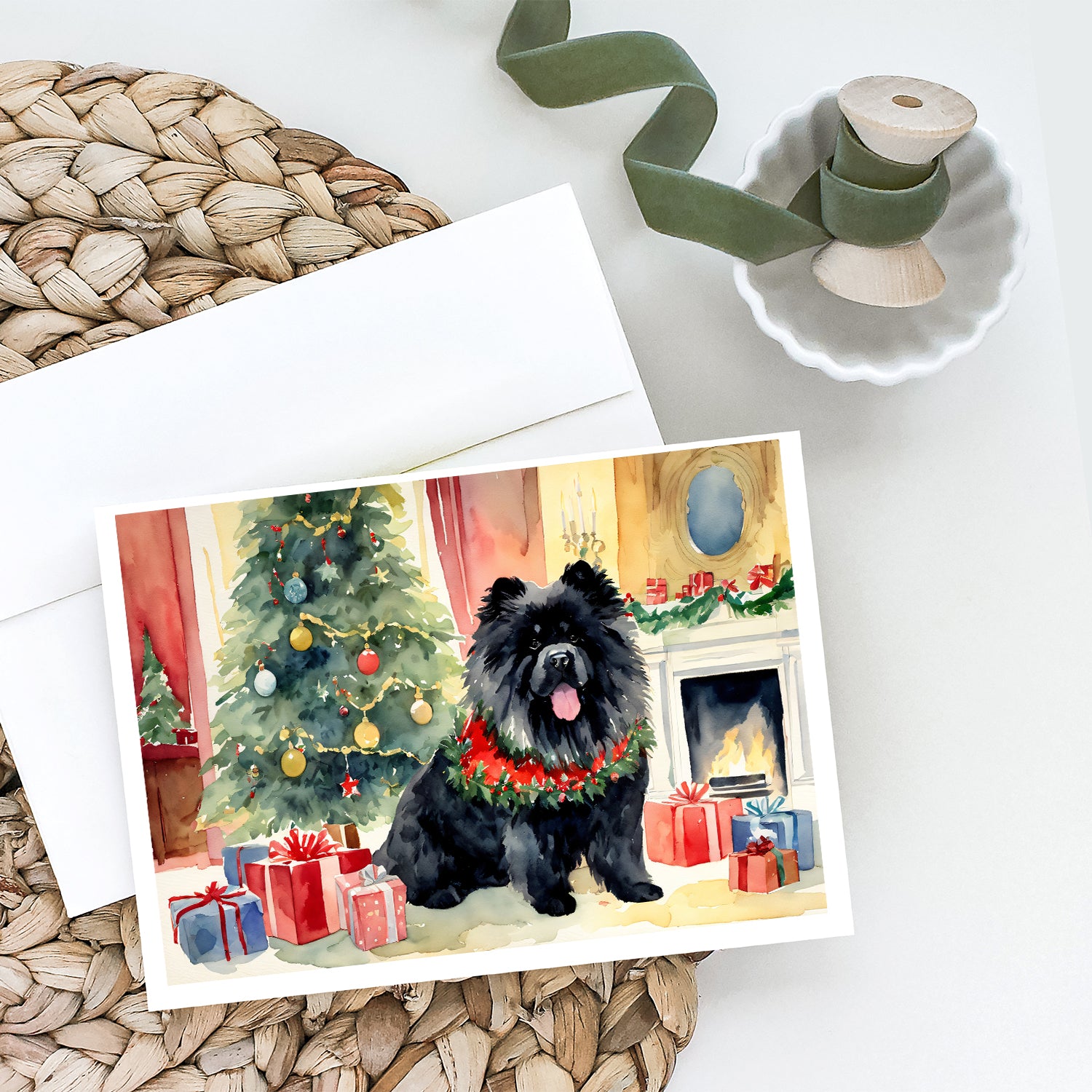 Buy this Black Chow Chow Christmas Greeting Cards and Envelopes Pack of 8