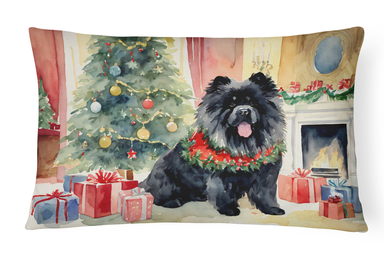 Buy this Black Chow Chow Christmas Fabric Decorative Pillow