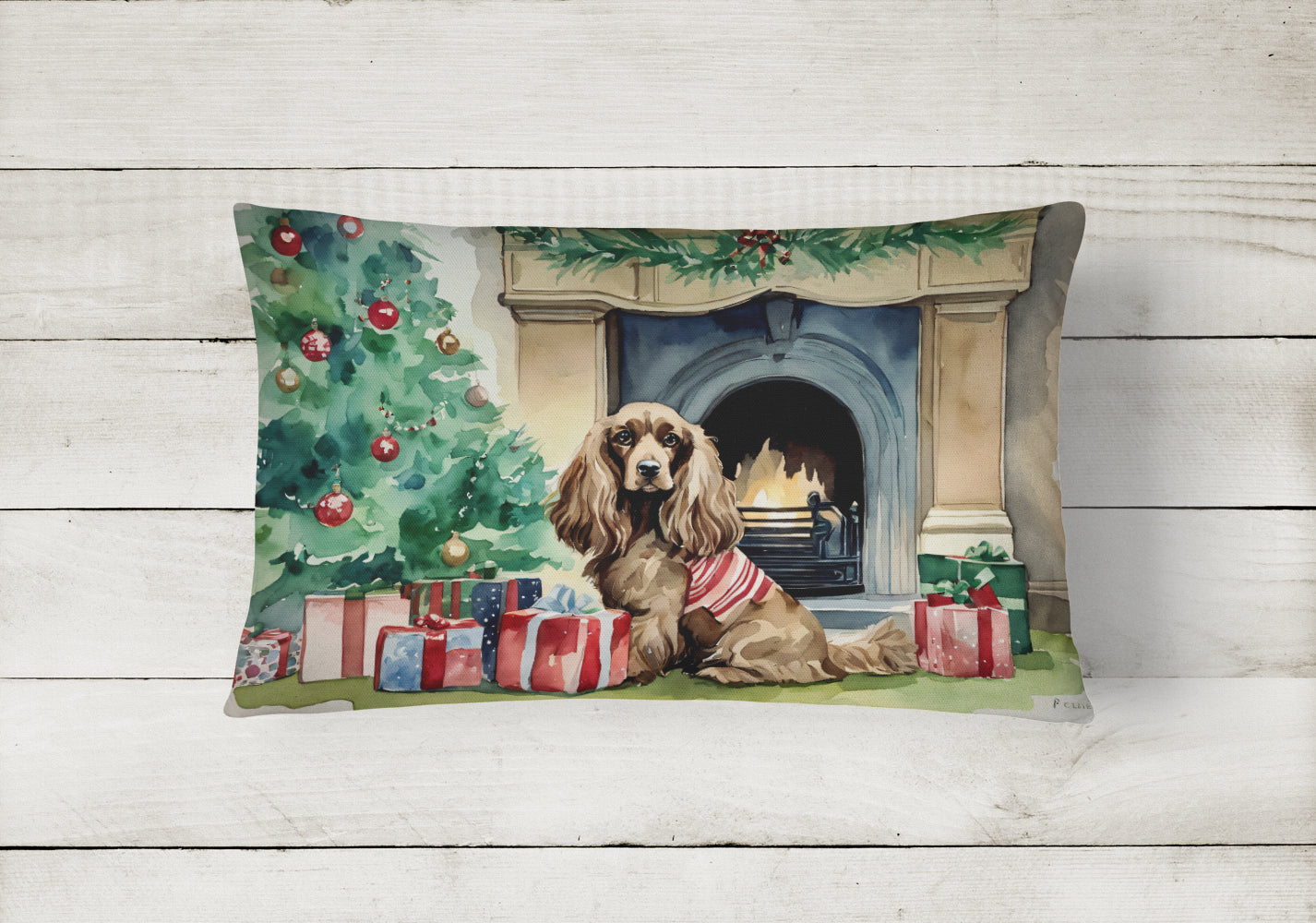 Cocker Spaniel Christmas Fabric Decorative Pillow