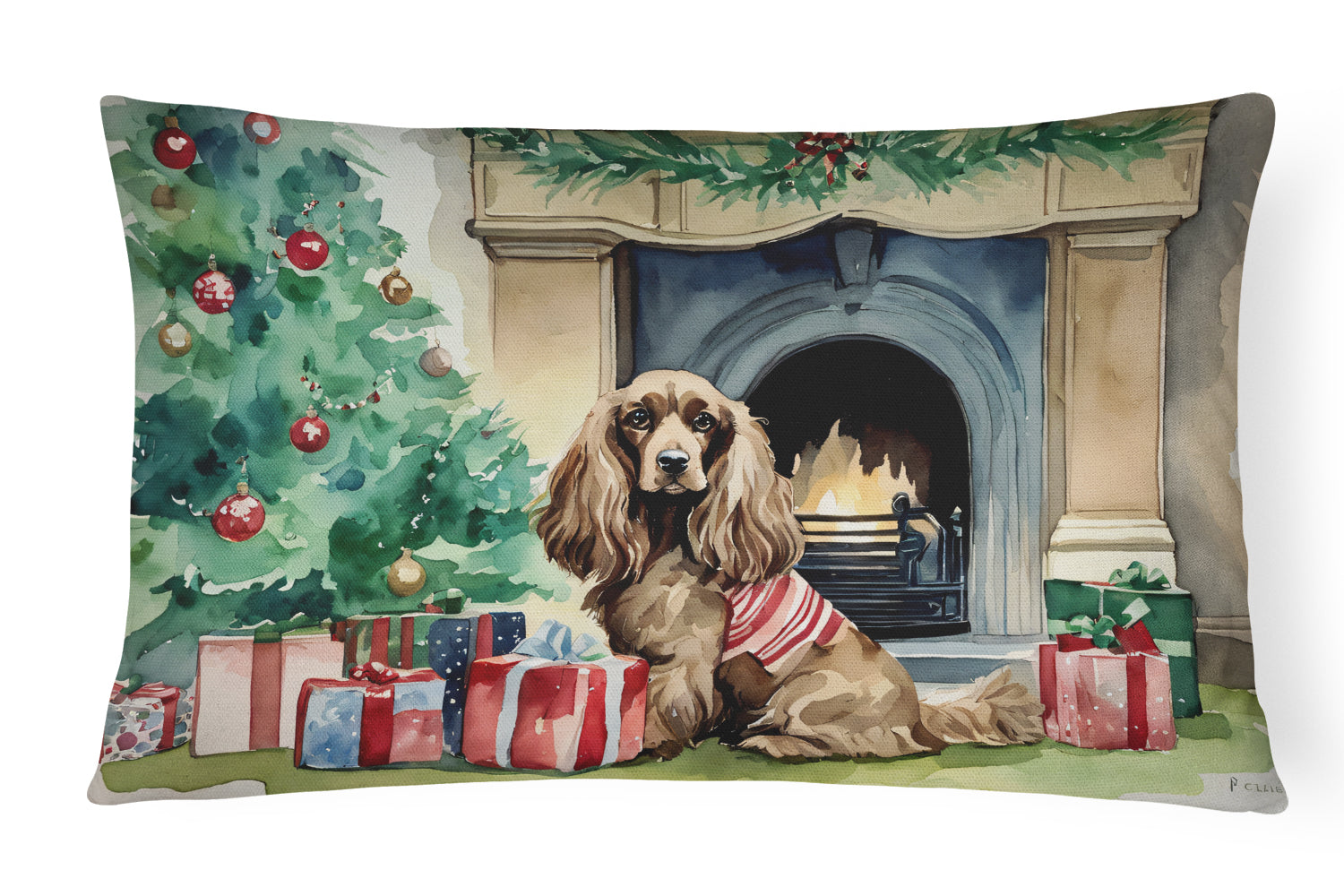 Buy this Cocker Spaniel Christmas Fabric Decorative Pillow