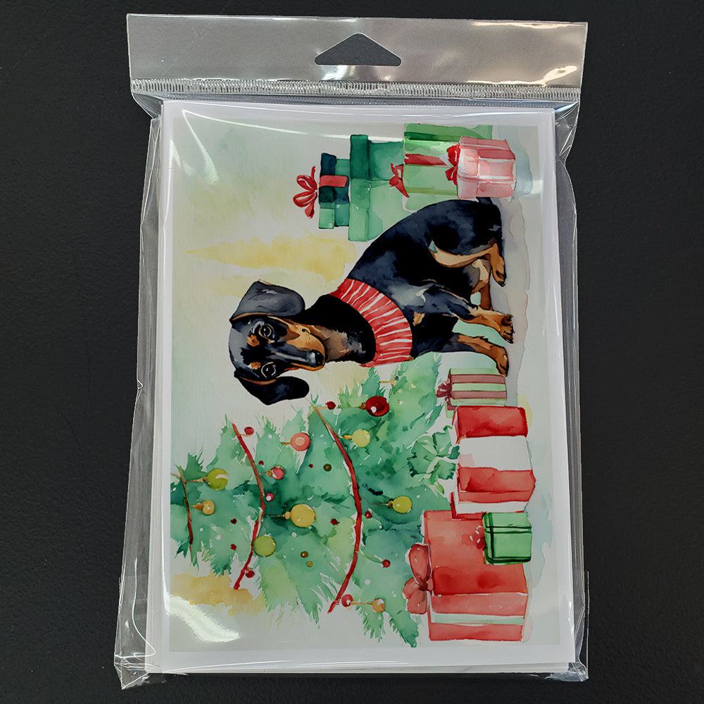 Black and Tan Dachshund Christmas Greeting Cards and Envelopes Pack of 8  the-store.com.
