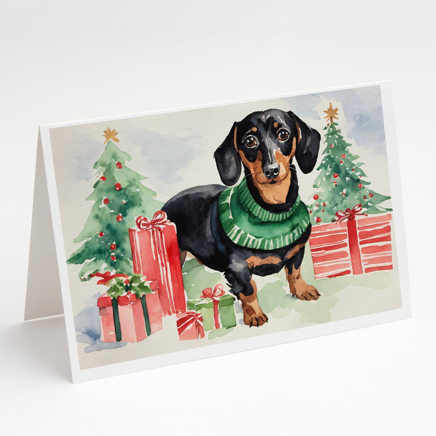 Buy this Black and Tan Dachshund Christmas Greeting Cards and Envelopes Pack of 8