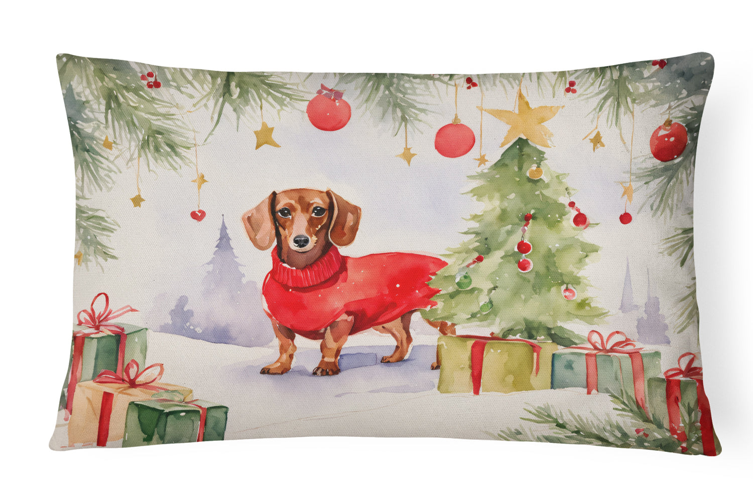 Buy this Dachshund Christmas Fabric Decorative Pillow