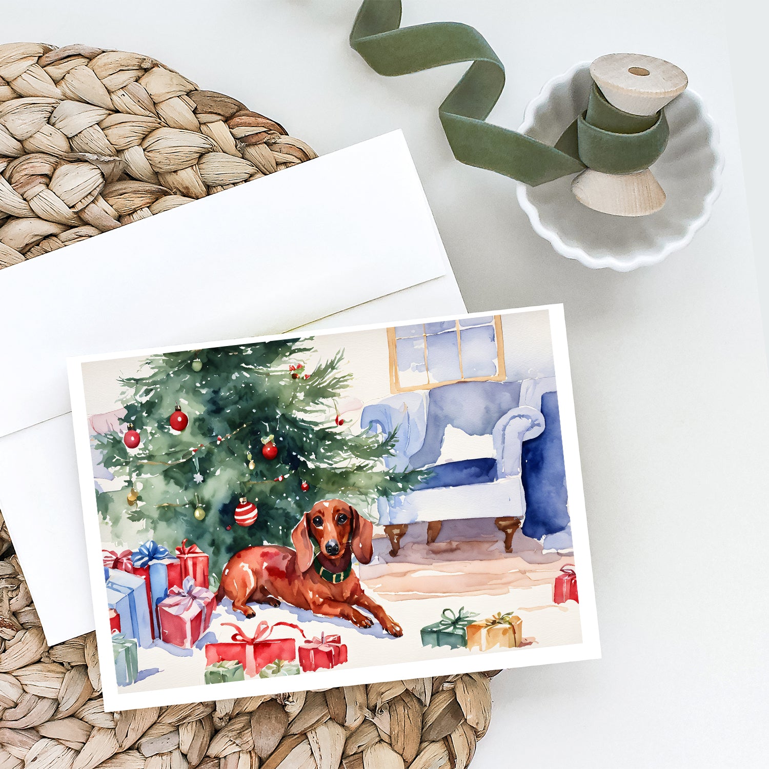 Buy this Dachshund Christmas Greeting Cards and Envelopes Pack of 8