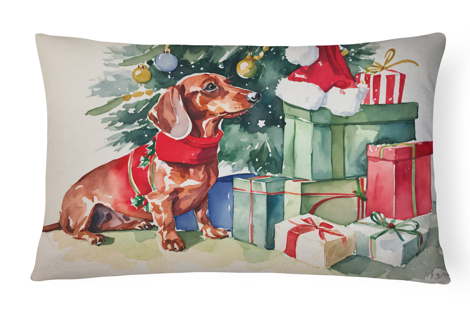 Buy this Dachshund Christmas Fabric Decorative Pillow