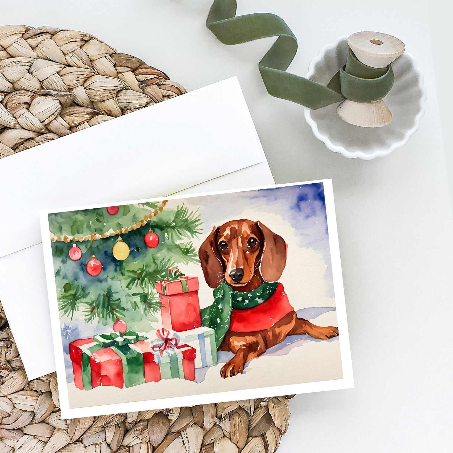 Dachshund Christmas Greeting Cards and Envelopes Pack of 8  the-store.com.