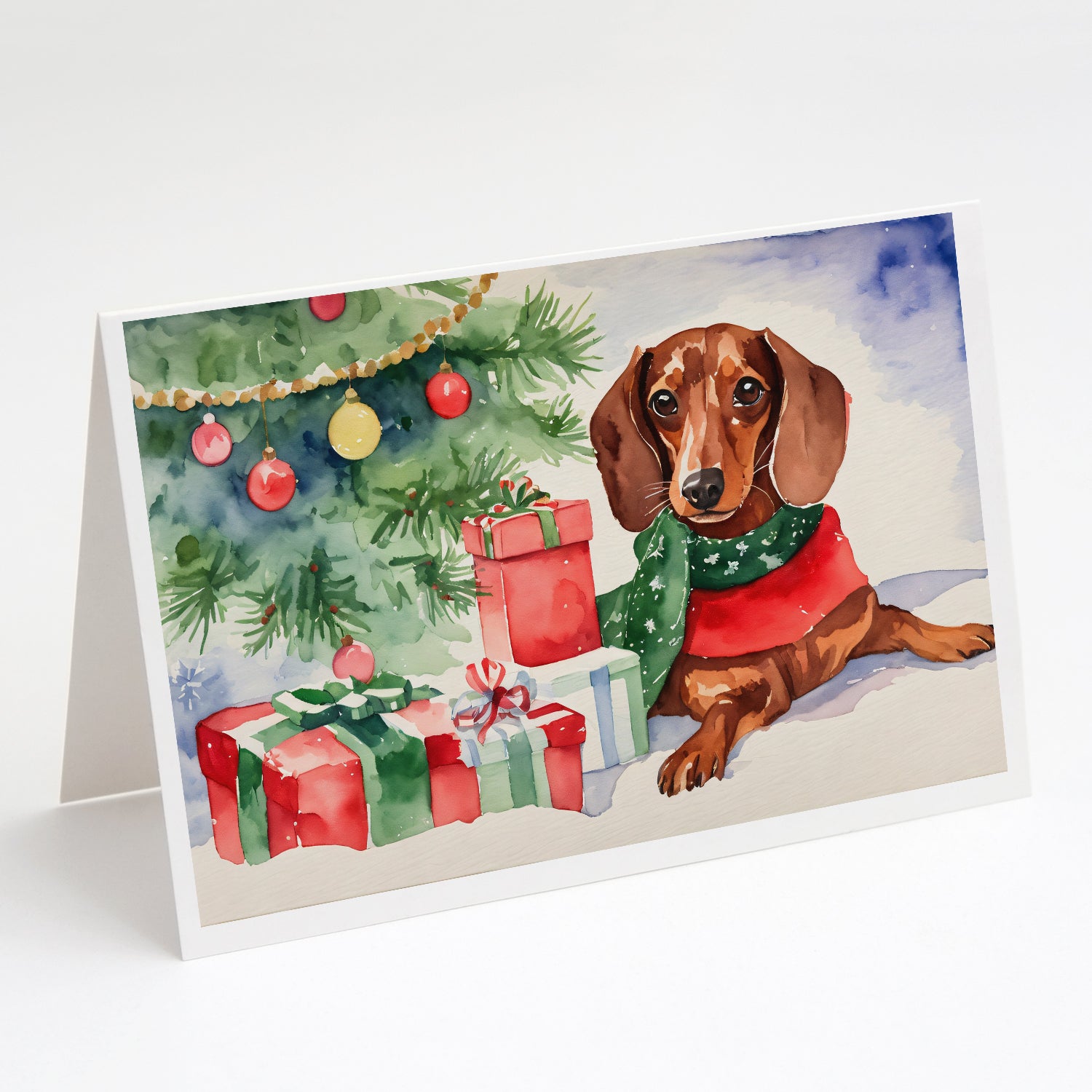 Buy this Dachshund Christmas Greeting Cards and Envelopes Pack of 8