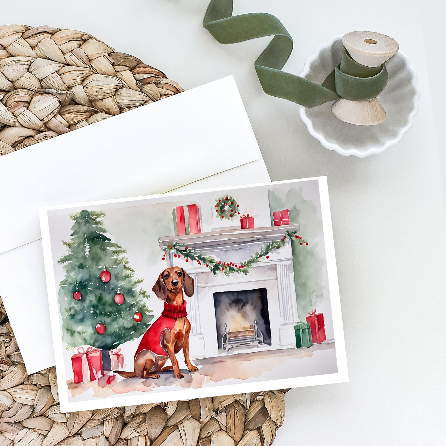 Buy this Dachshund Christmas Greeting Cards and Envelopes Pack of 8