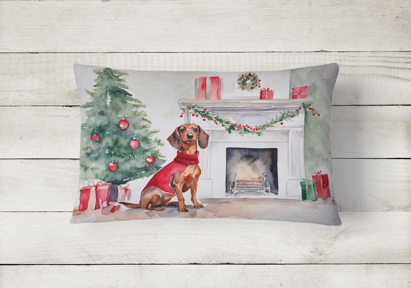 Buy this Dachshund Christmas Fabric Decorative Pillow