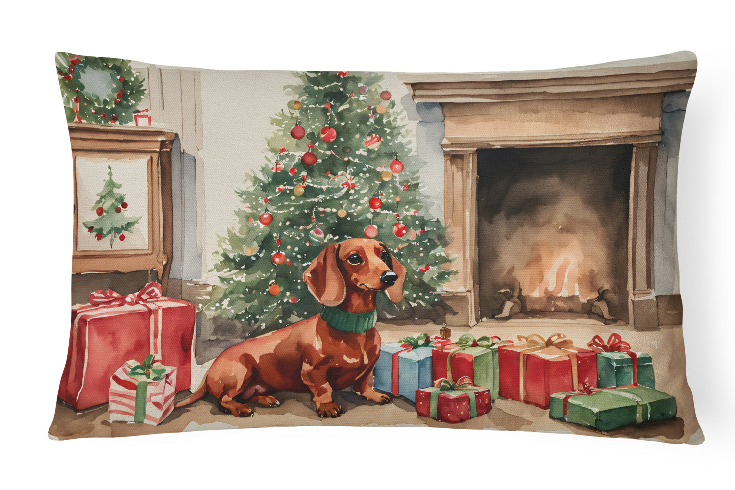 Buy this Dachshund Christmas Fabric Decorative Pillow