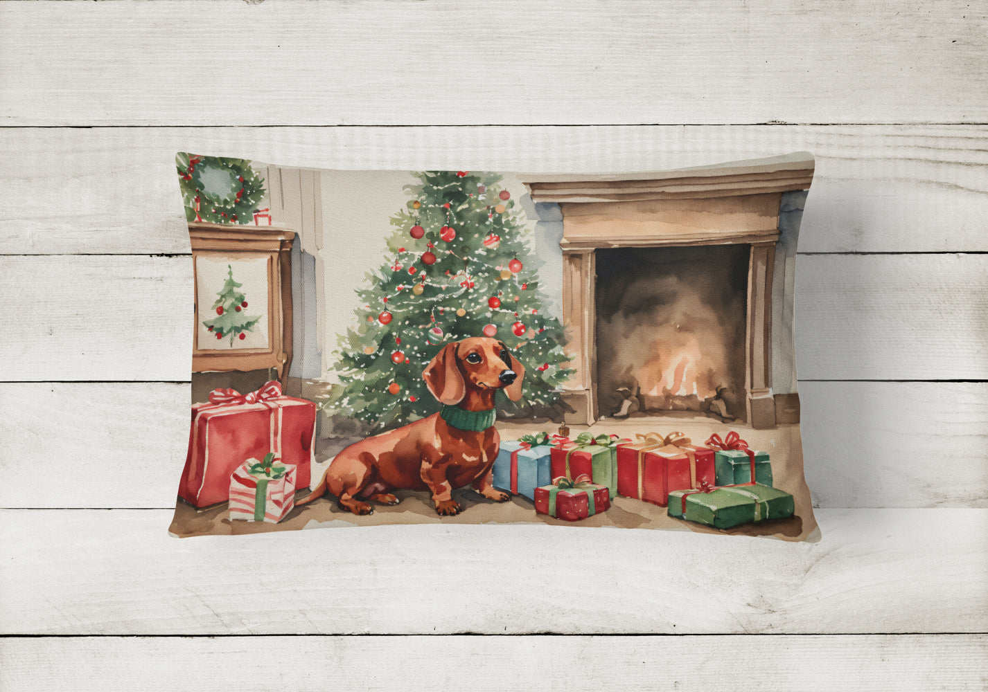 Buy this Dachshund Christmas Fabric Decorative Pillow