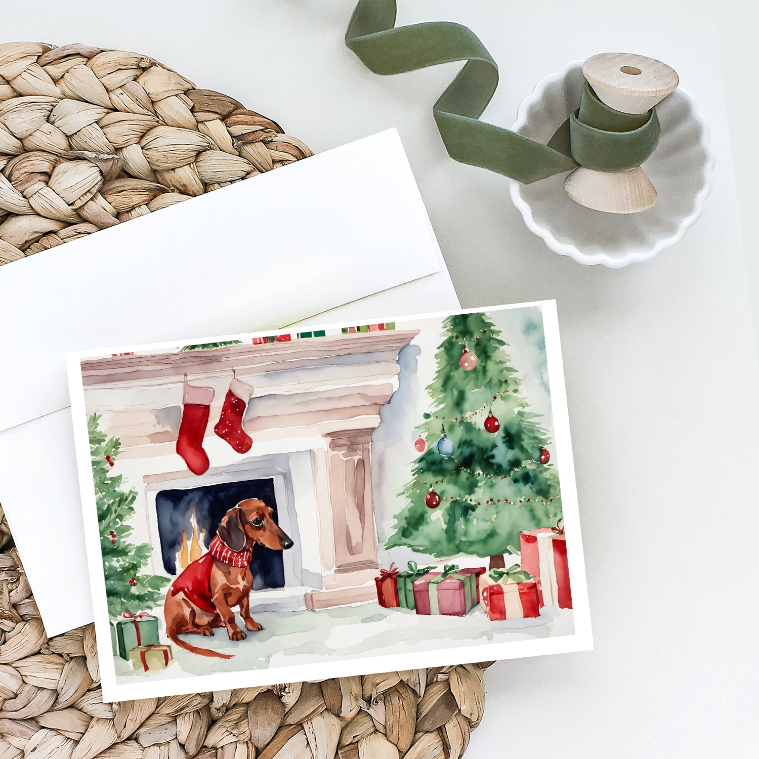 Buy this Dachshund Christmas Greeting Cards and Envelopes Pack of 8