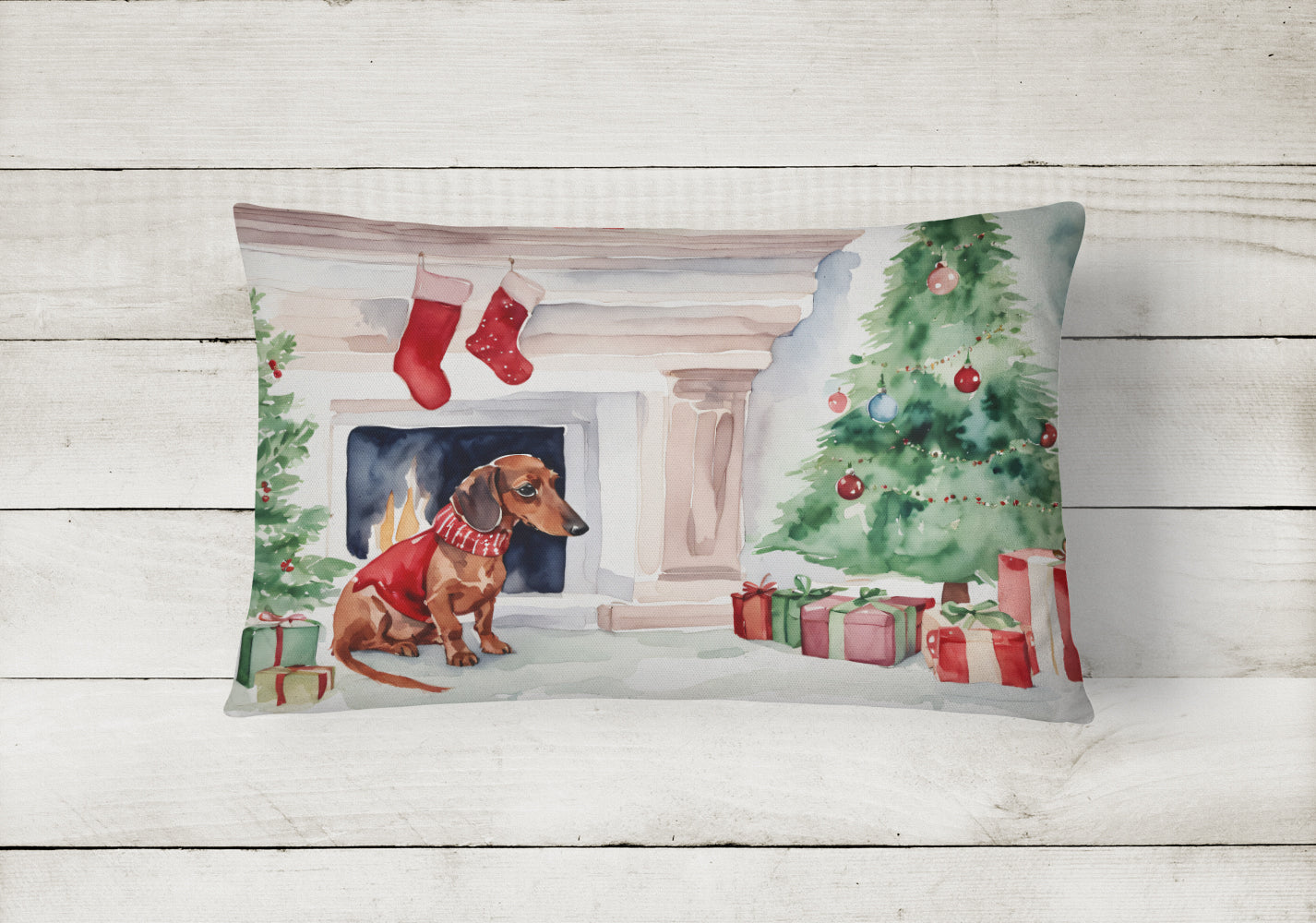 Buy this Dachshund Christmas Fabric Decorative Pillow