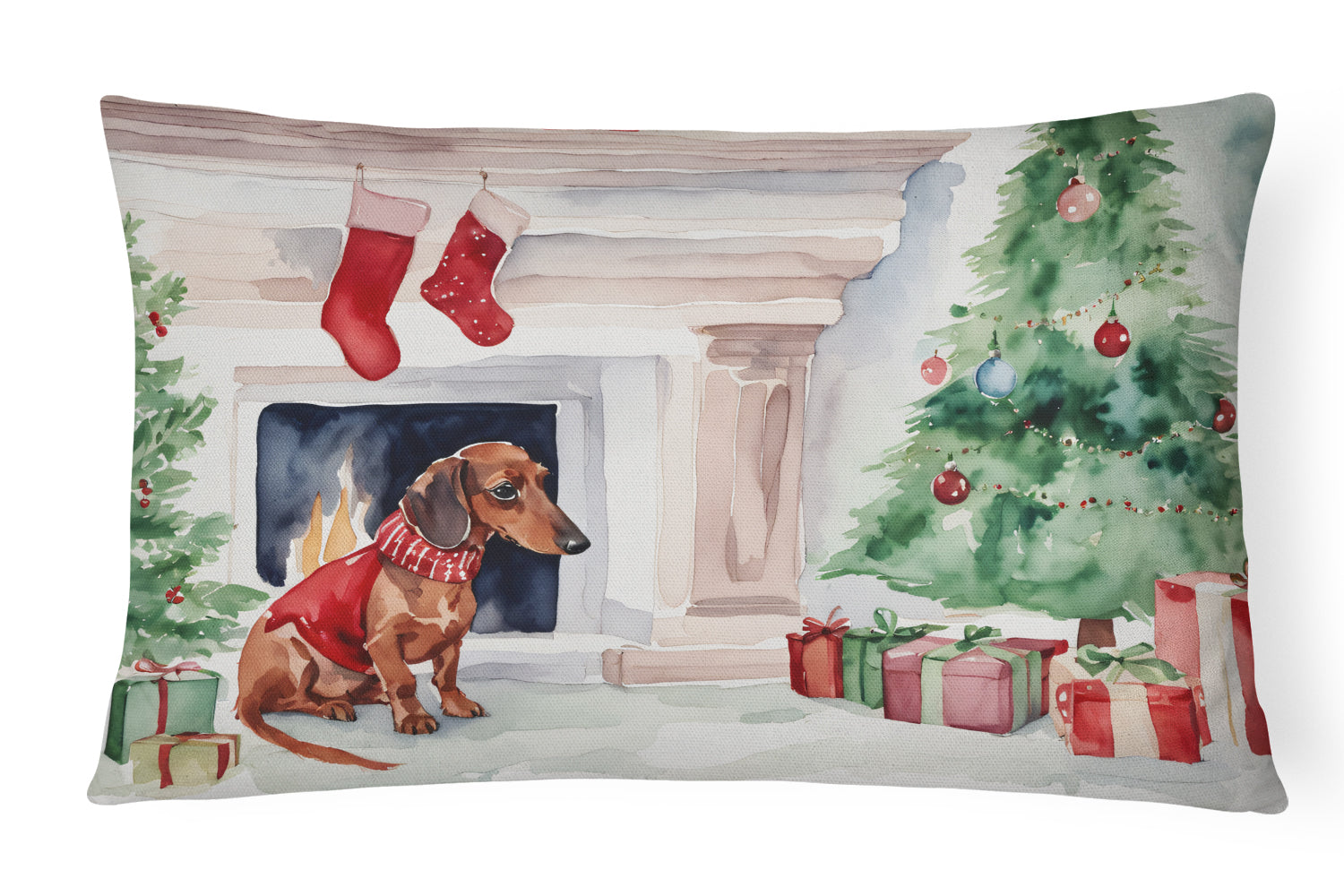 Buy this Dachshund Christmas Fabric Decorative Pillow