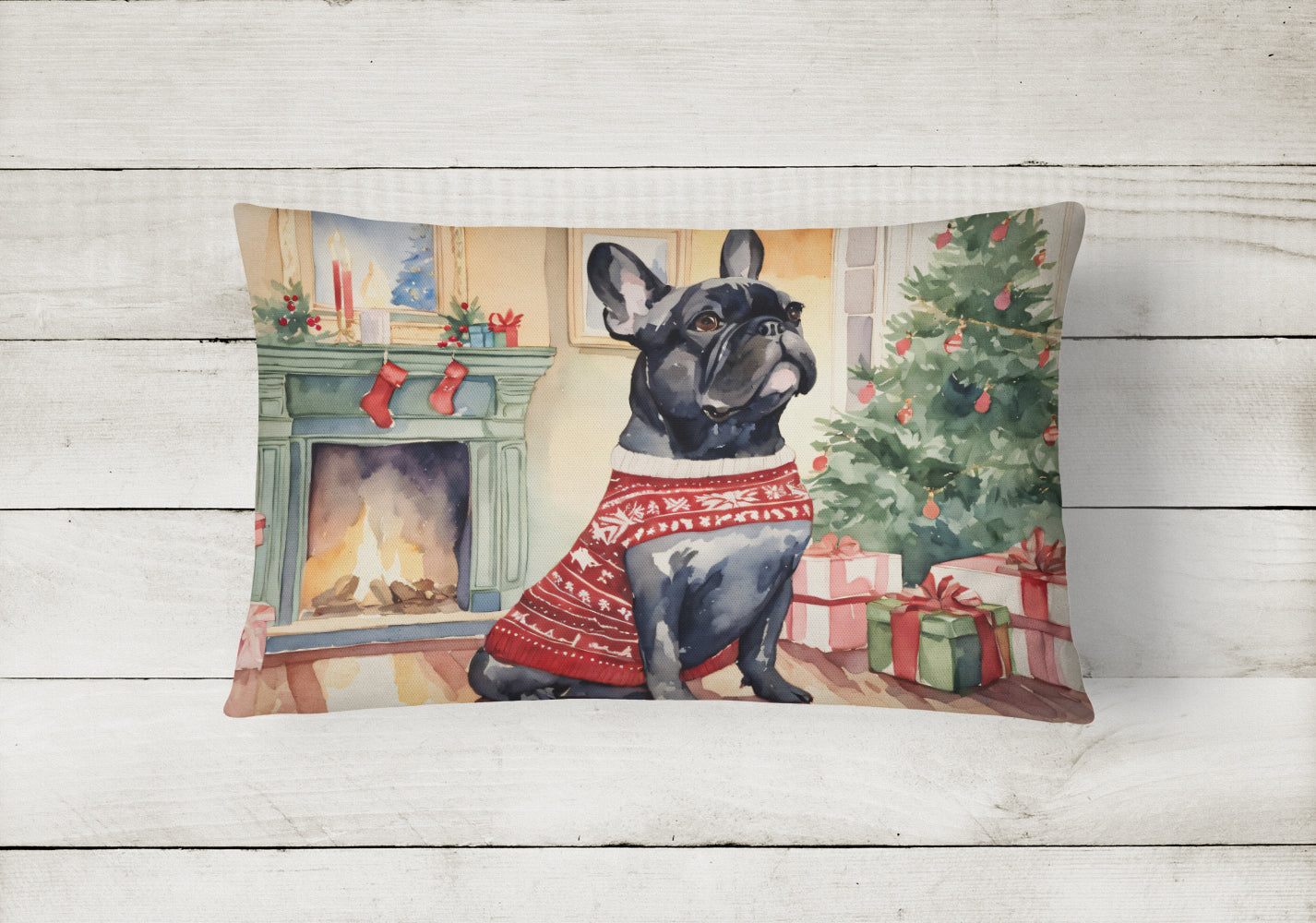 Buy this French Bulldog Christmas Fabric Decorative Pillow