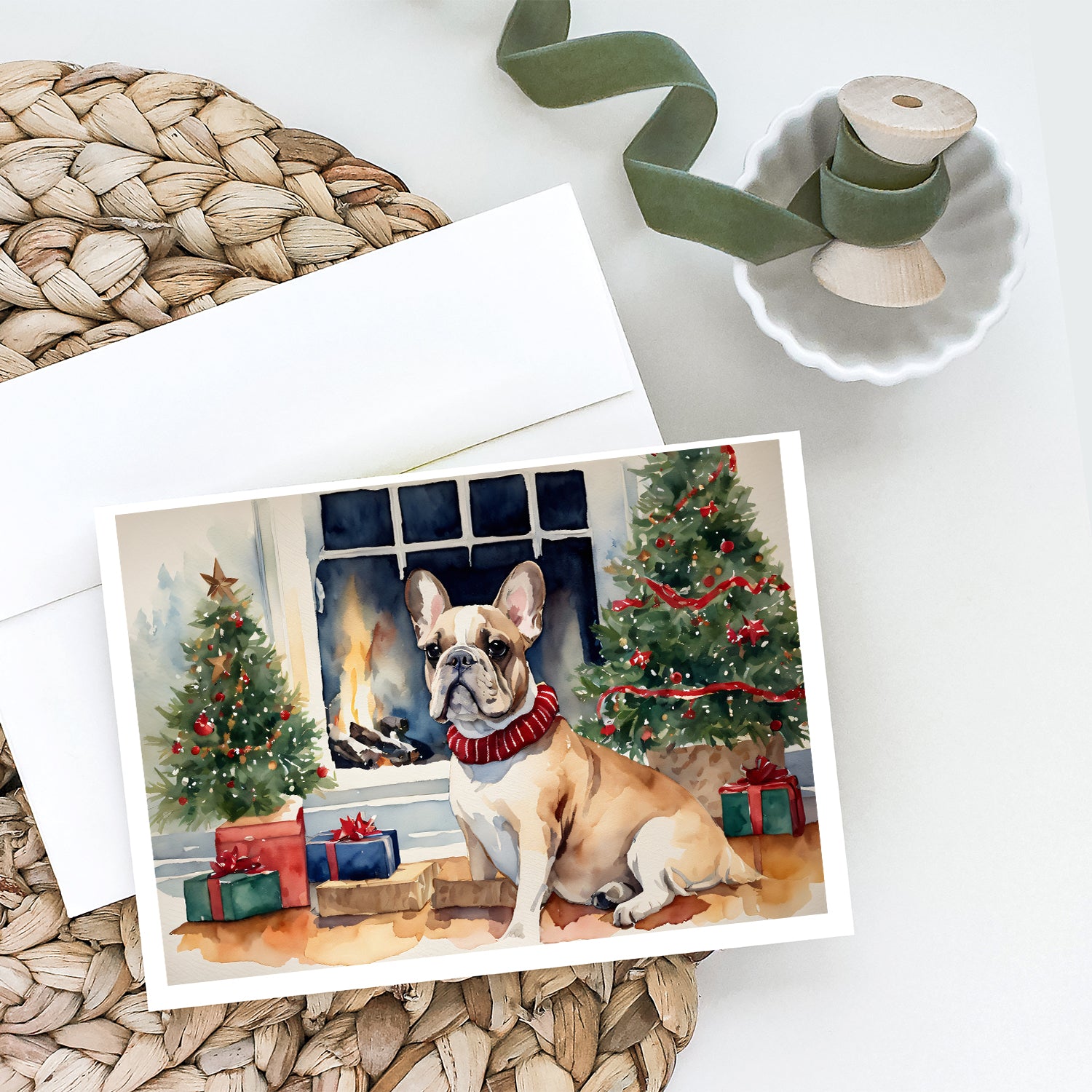 French Bulldog Christmas Greeting Cards and Envelopes Pack of 8  the-store.com.