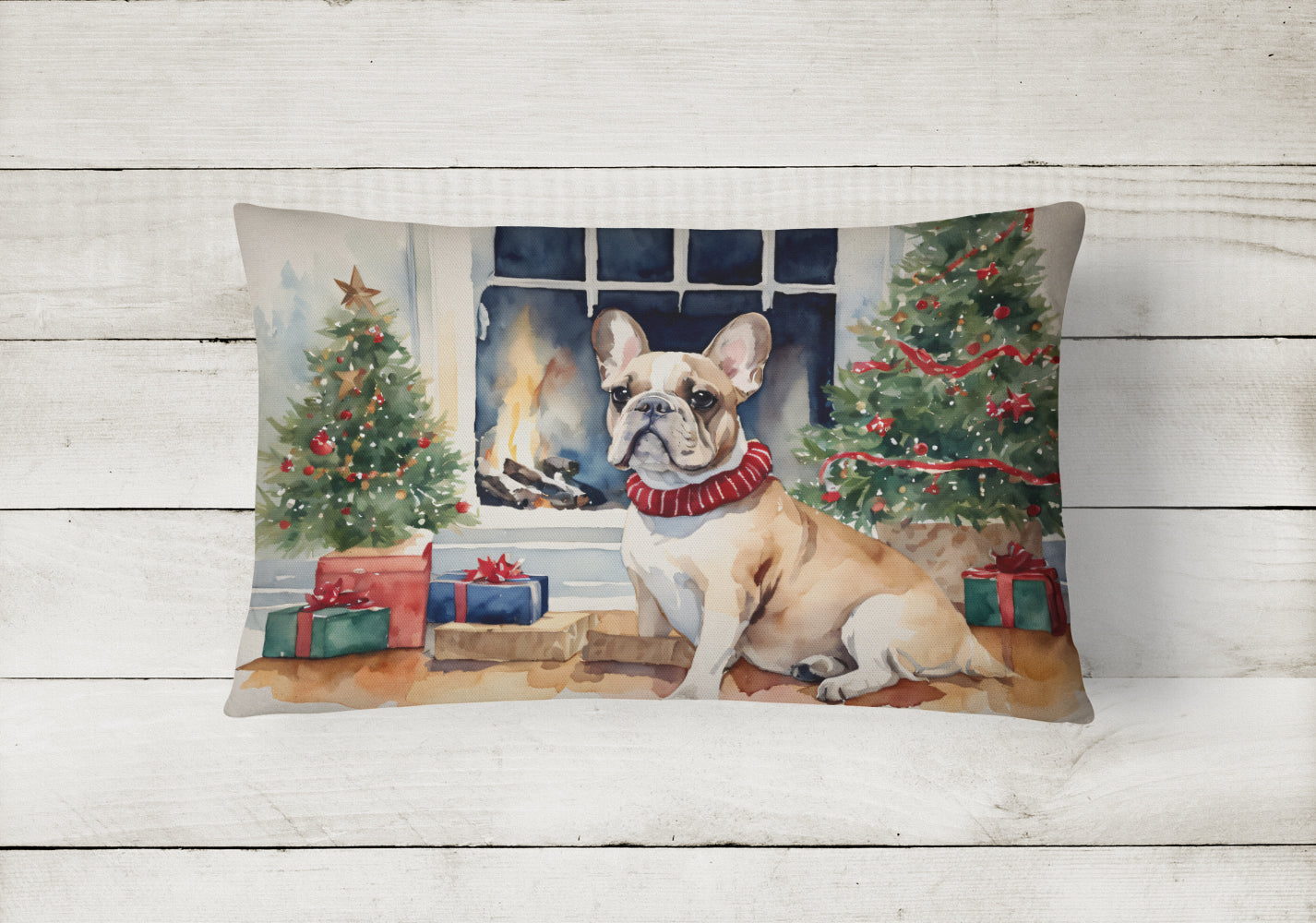 French Bulldog Christmas Fabric Decorative Pillow