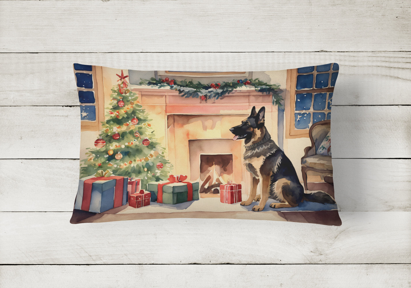 German Shepherd Christmas Fabric Decorative Pillow  the-store.com.