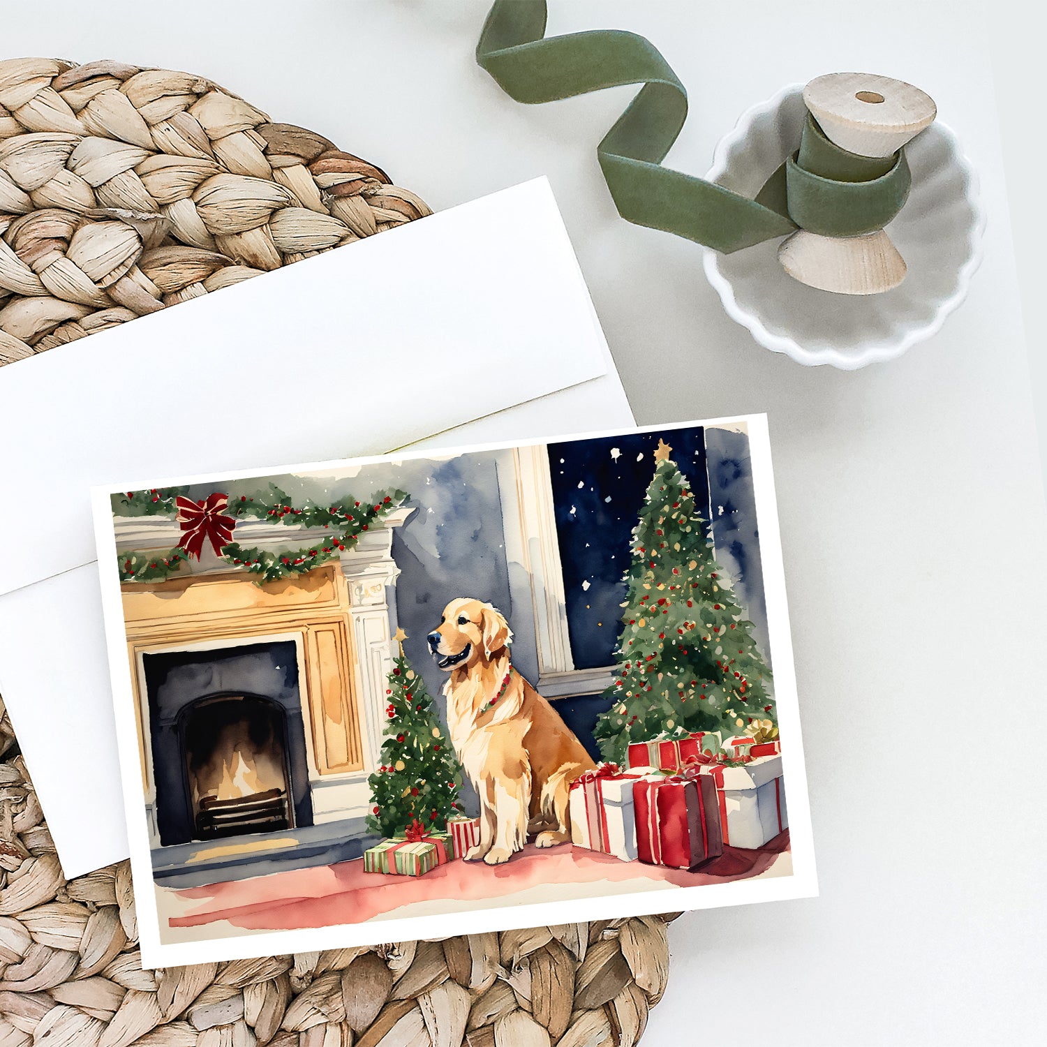 Golden Retriever Christmas Greeting Cards and Envelopes Pack of 8