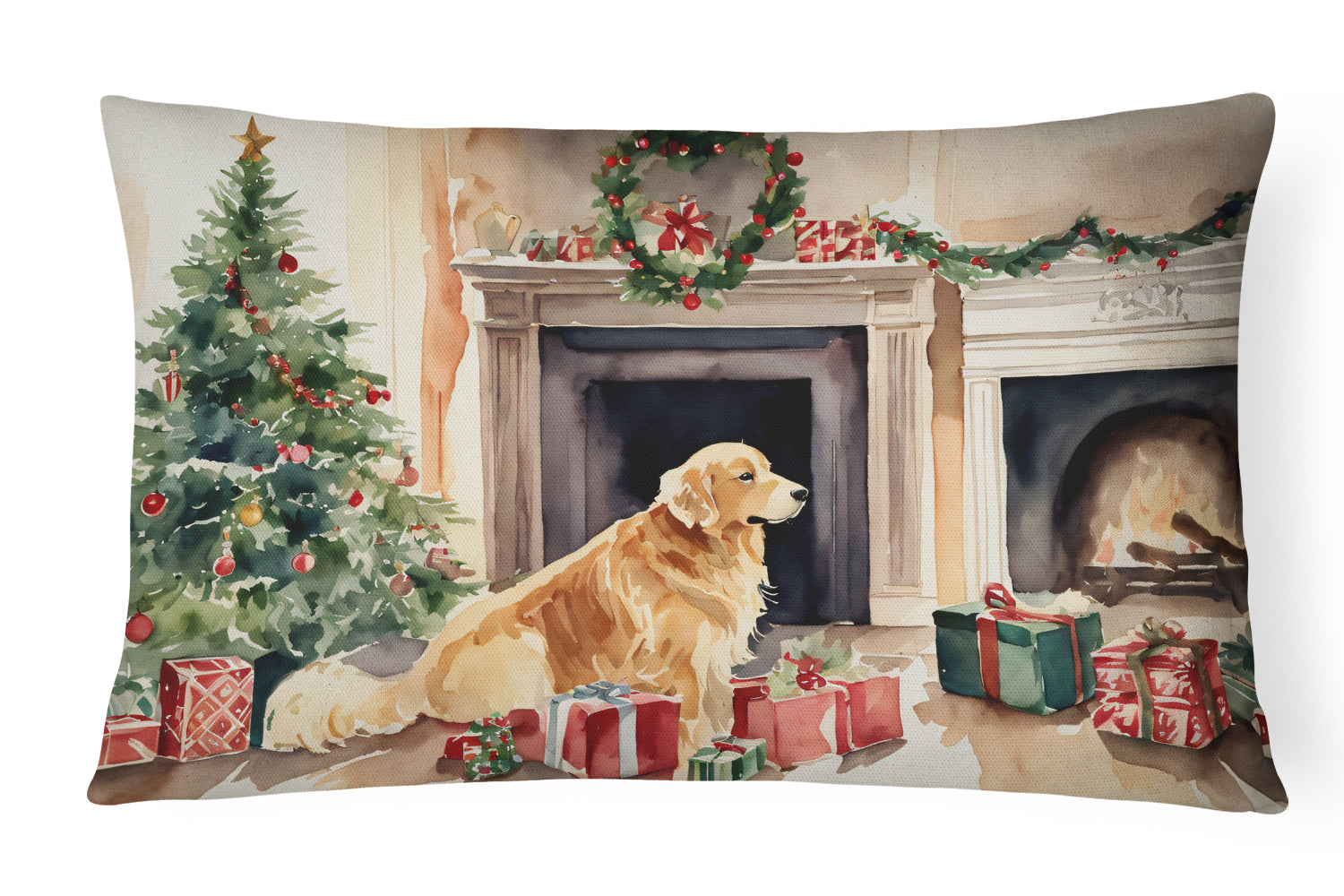 Buy this Golden Retriever Christmas Fabric Decorative Pillow