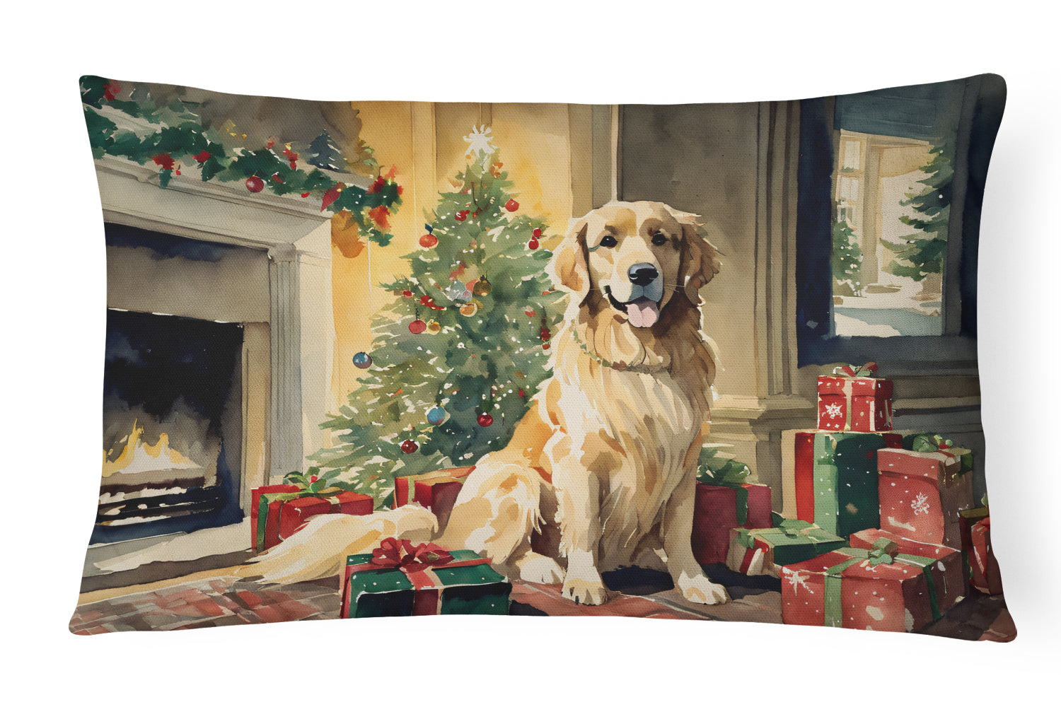 Buy this Golden Retriever Christmas Fabric Decorative Pillow