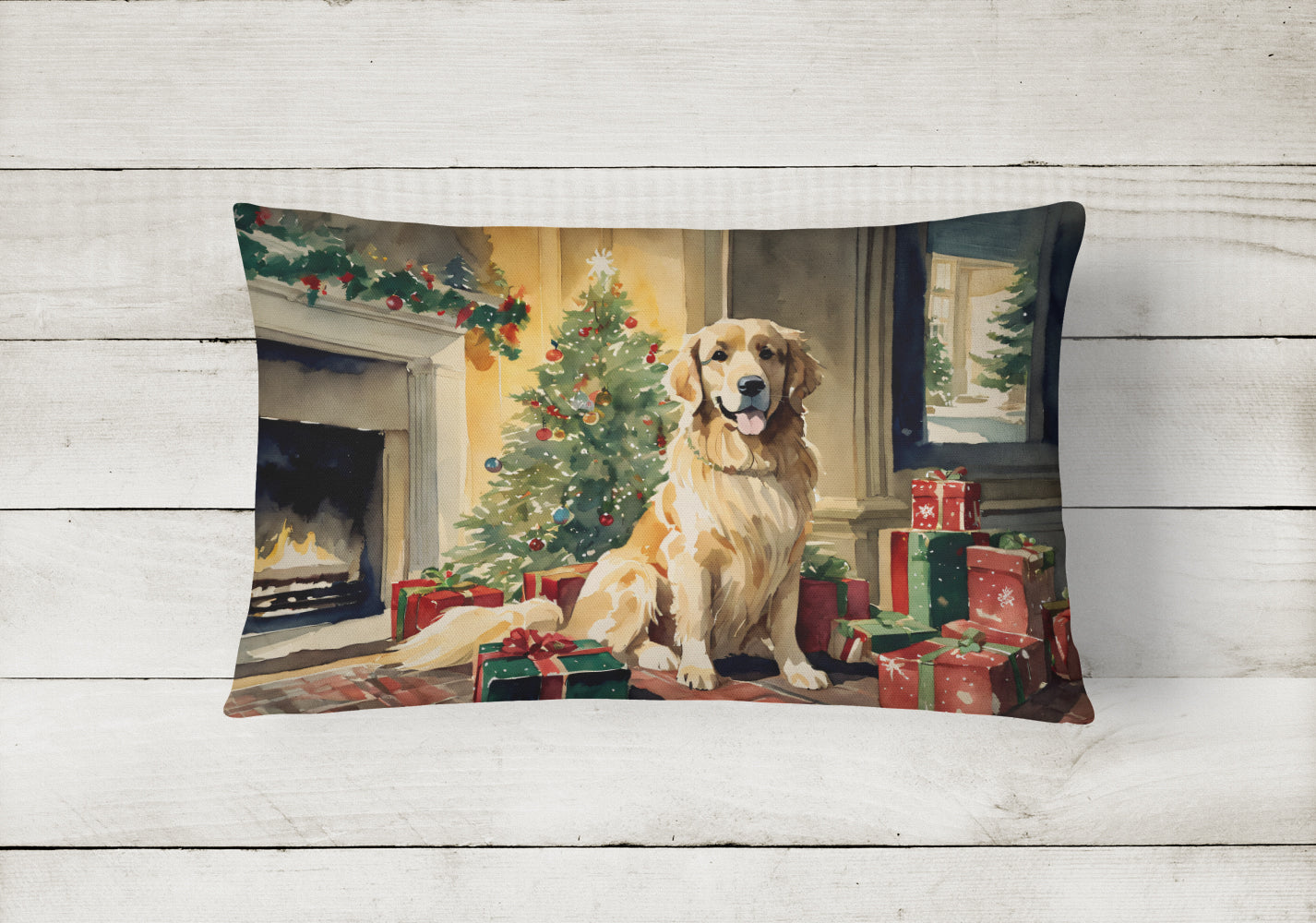 Golden Retriever Christmas Fabric Decorative Pillow