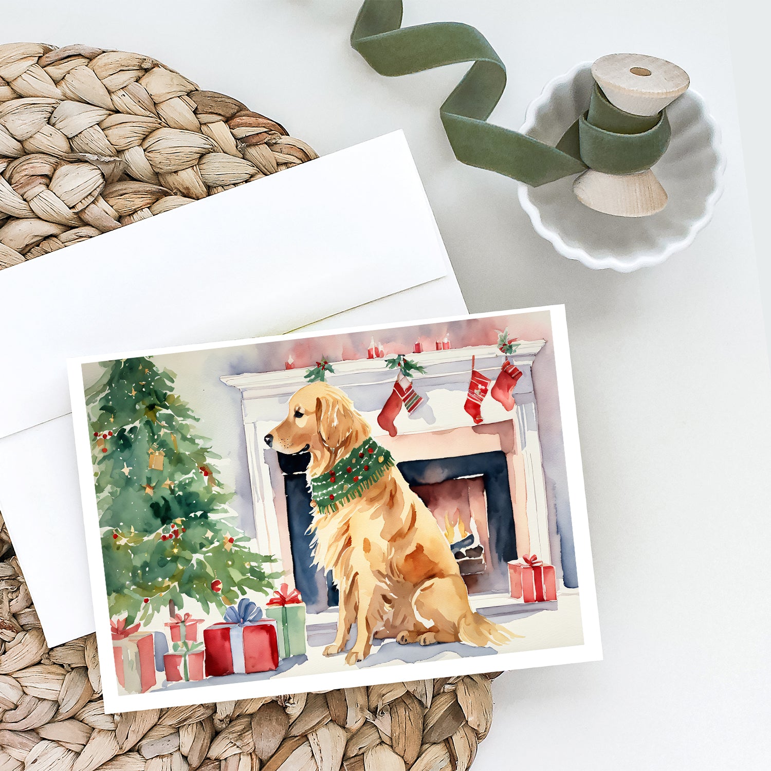 Golden Retriever Christmas Greeting Cards and Envelopes Pack of 8  the-store.com.