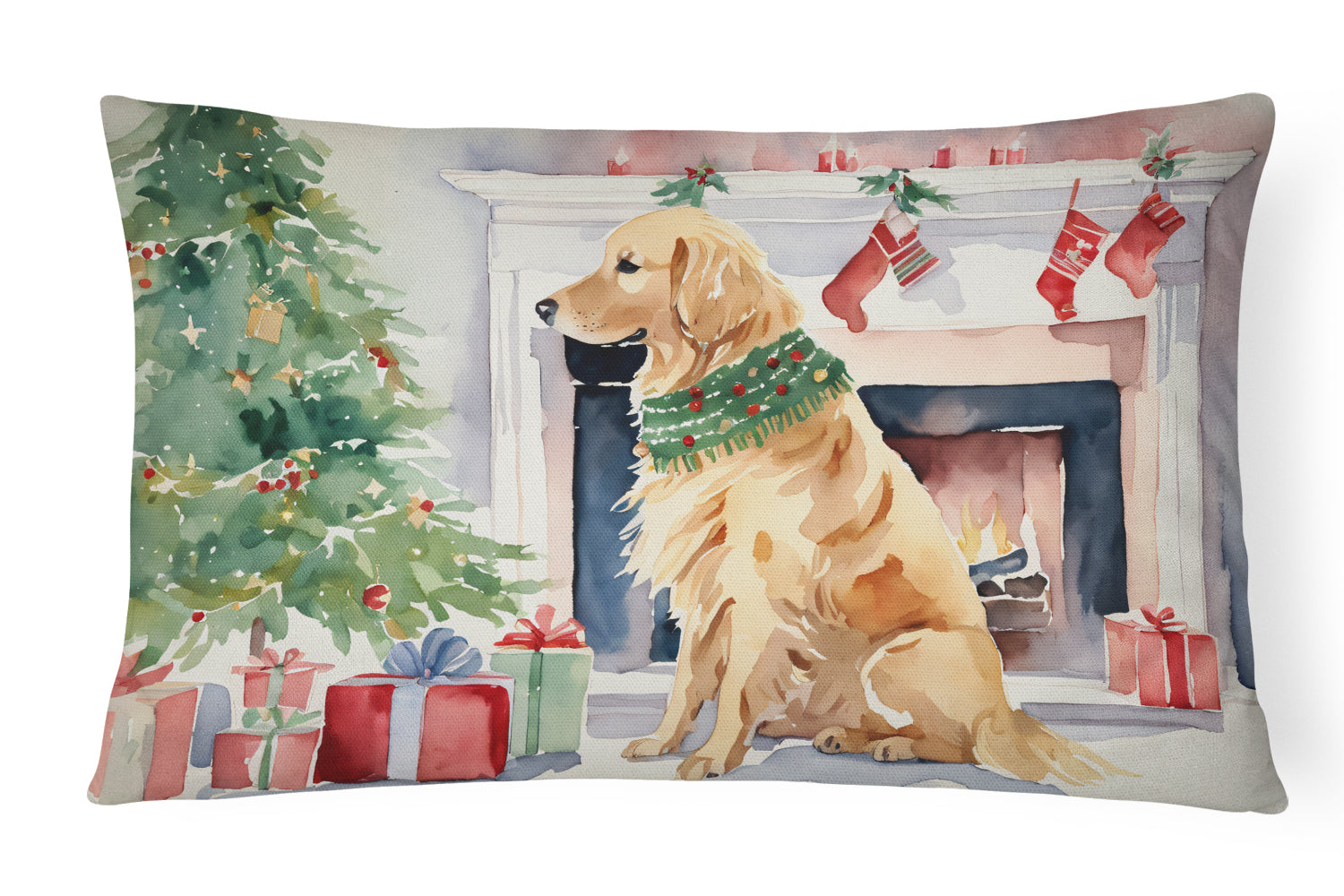 Buy this Golden Retriever Christmas Fabric Decorative Pillow