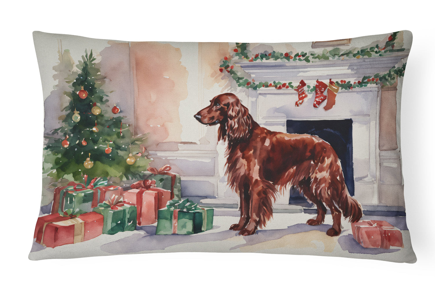 Buy this Irish Setter Christmas Fabric Decorative Pillow