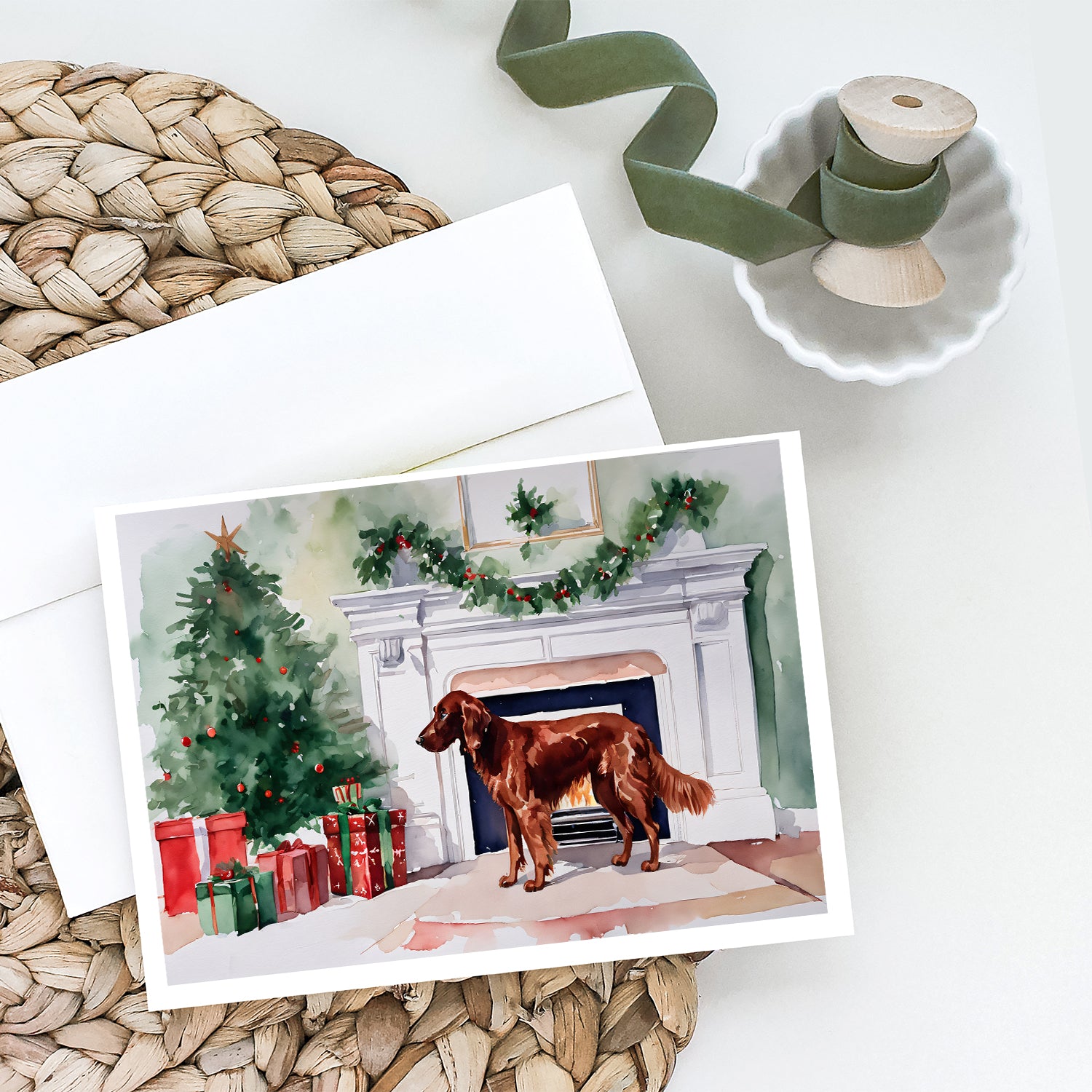 Irish Setter Christmas Greeting Cards and Envelopes Pack of 8