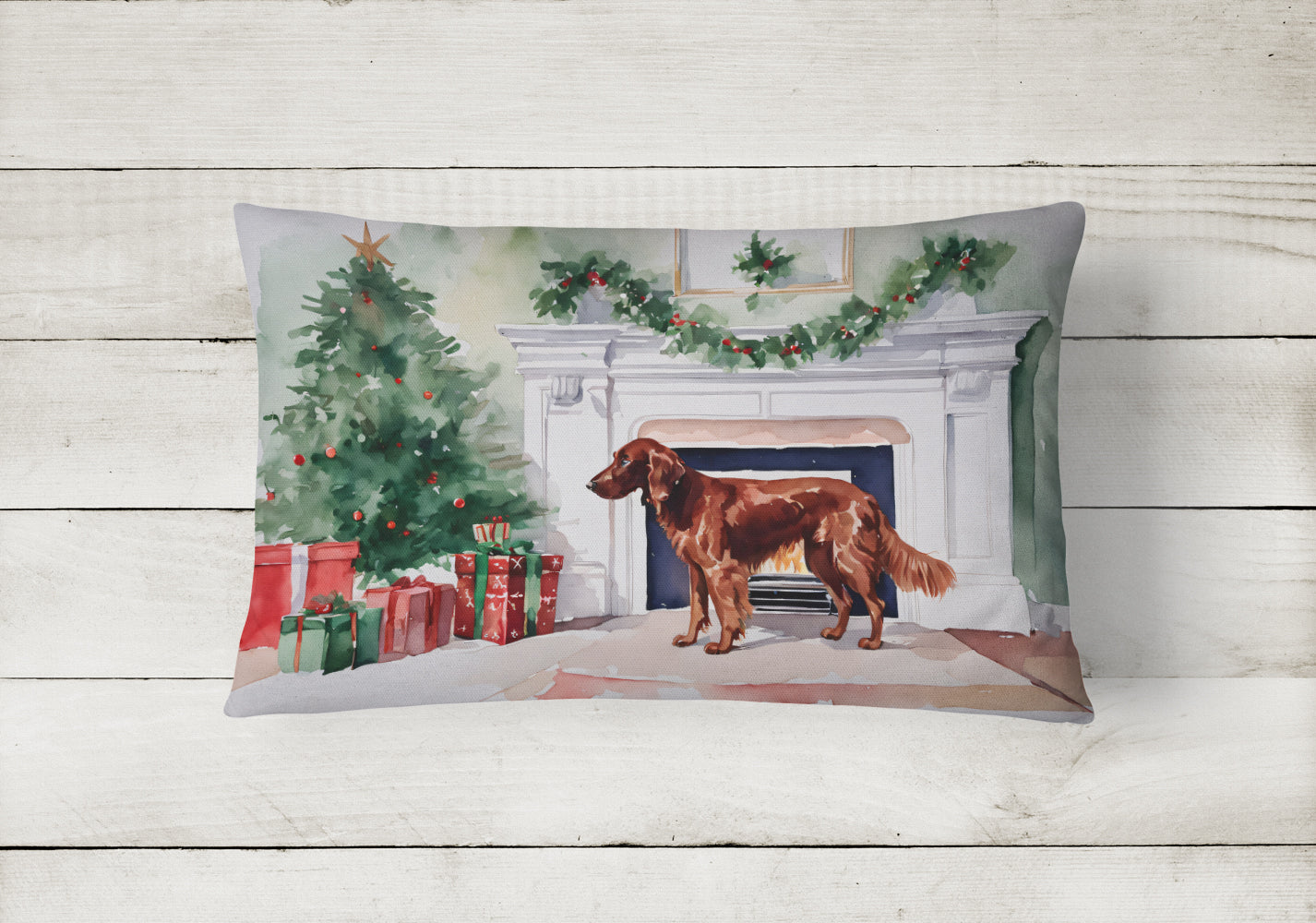 Buy this Irish Setter Christmas Fabric Decorative Pillow