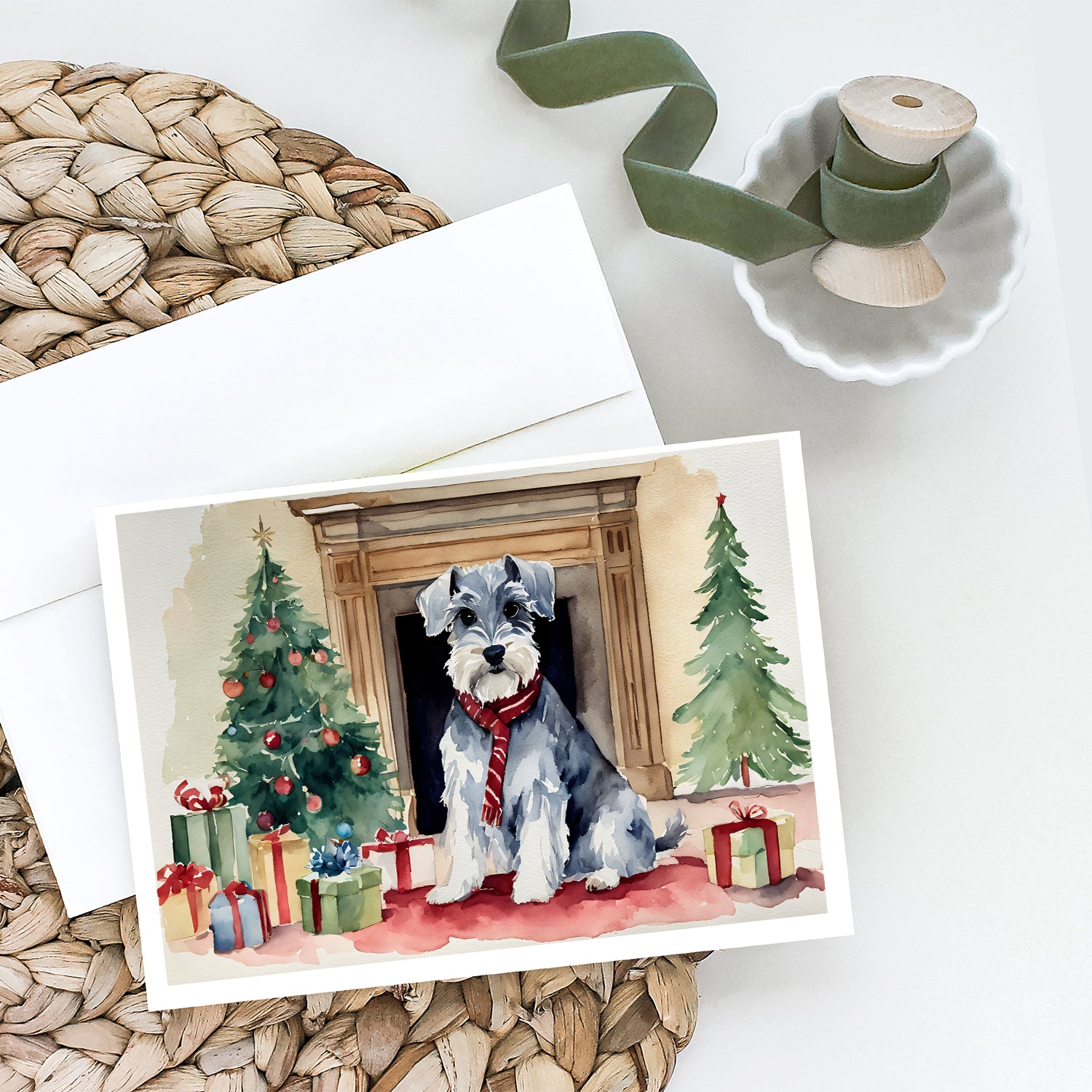 Schnauzer Christmas Greeting Cards and Envelopes Pack of 8  the-store.com.