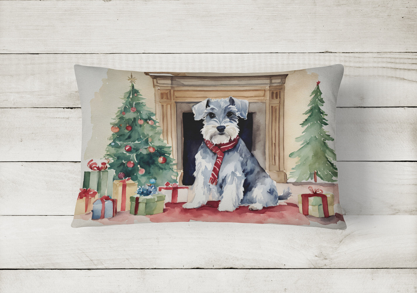 Schnauzer Christmas Fabric Decorative Pillow