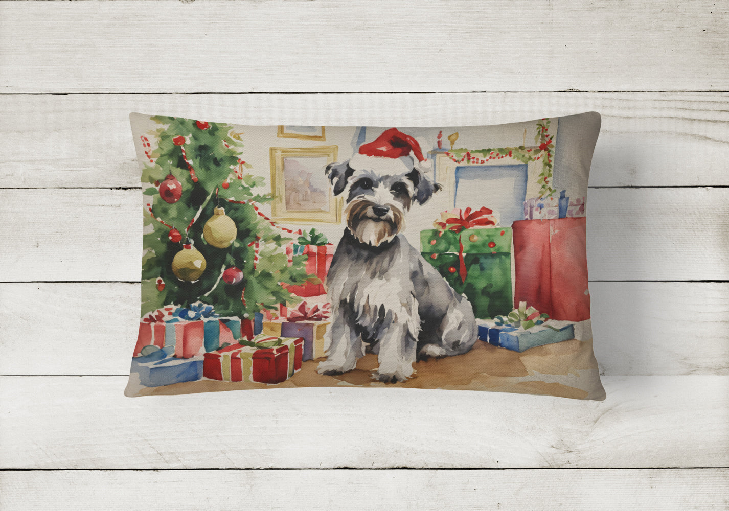 Schnauzer Christmas Fabric Decorative Pillow