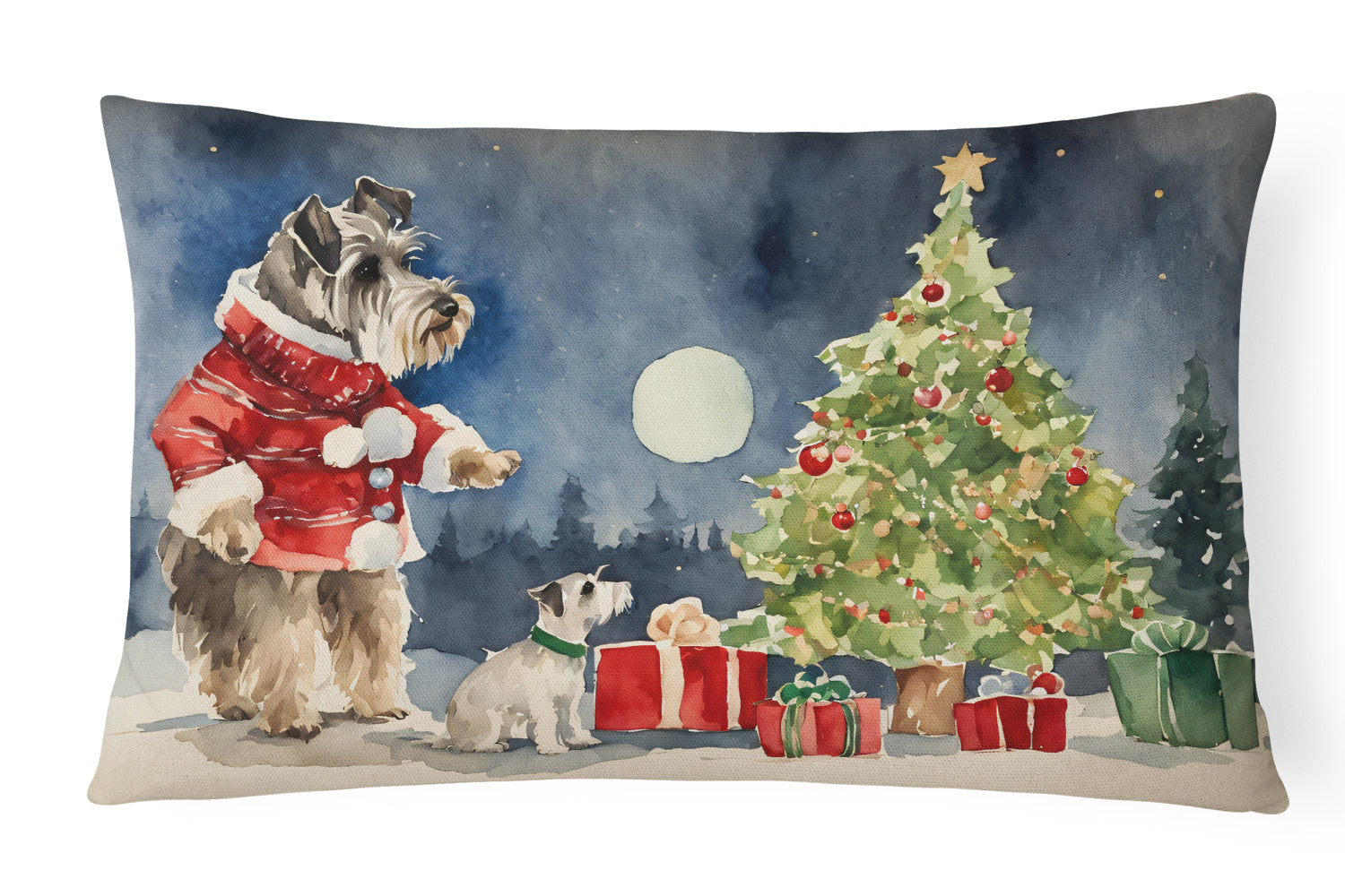 Buy this Schnauzer Christmas Fabric Decorative Pillow