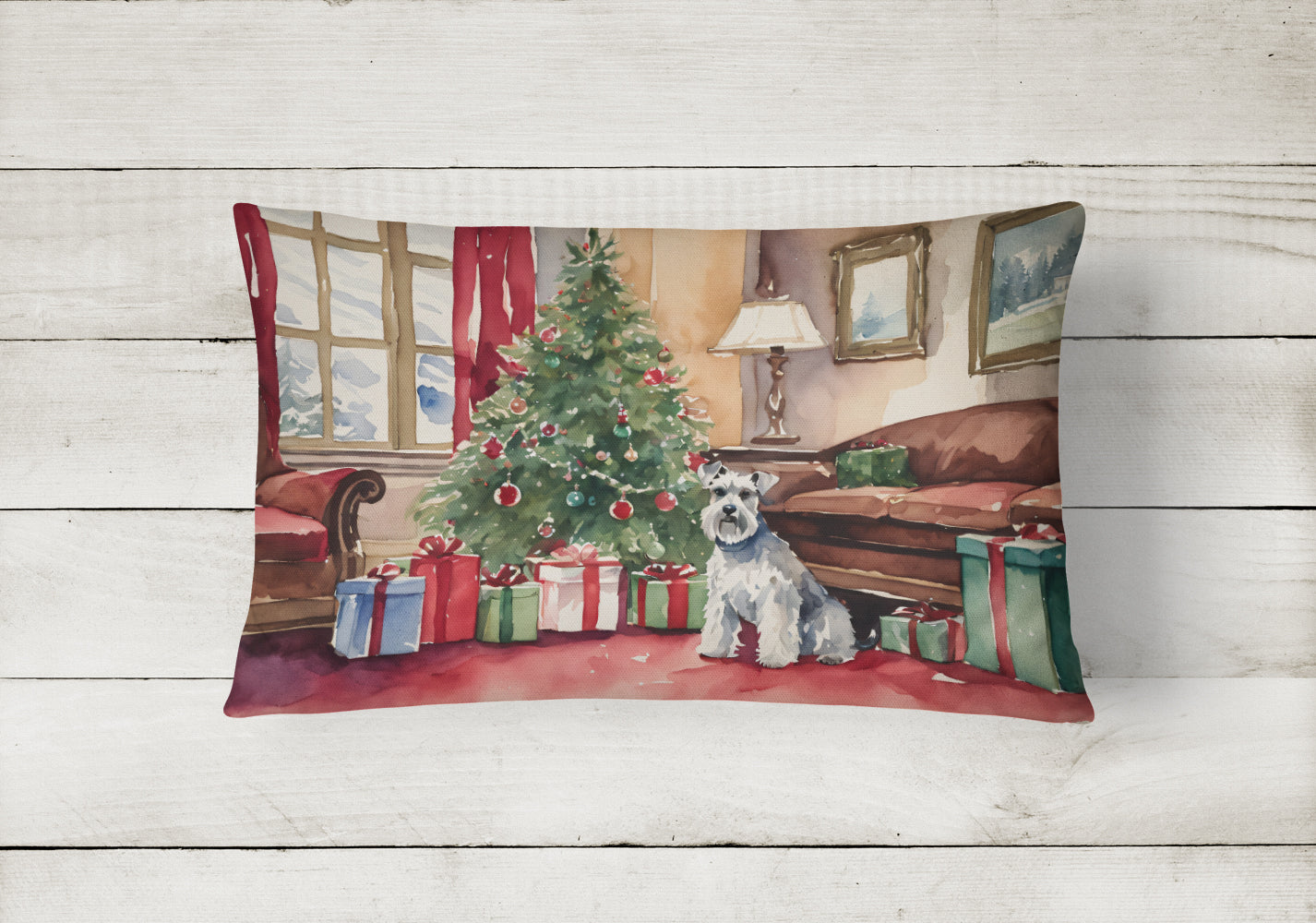 Schnauzer Christmas Fabric Decorative Pillow  the-store.com.