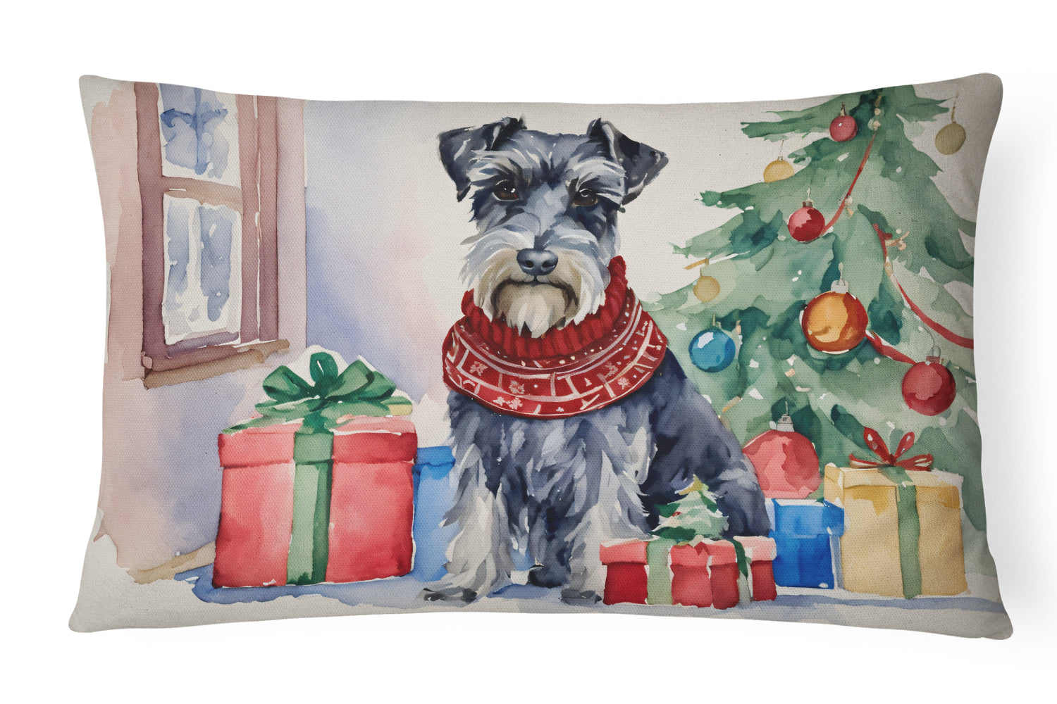 Buy this Schnauzer Christmas Fabric Decorative Pillow