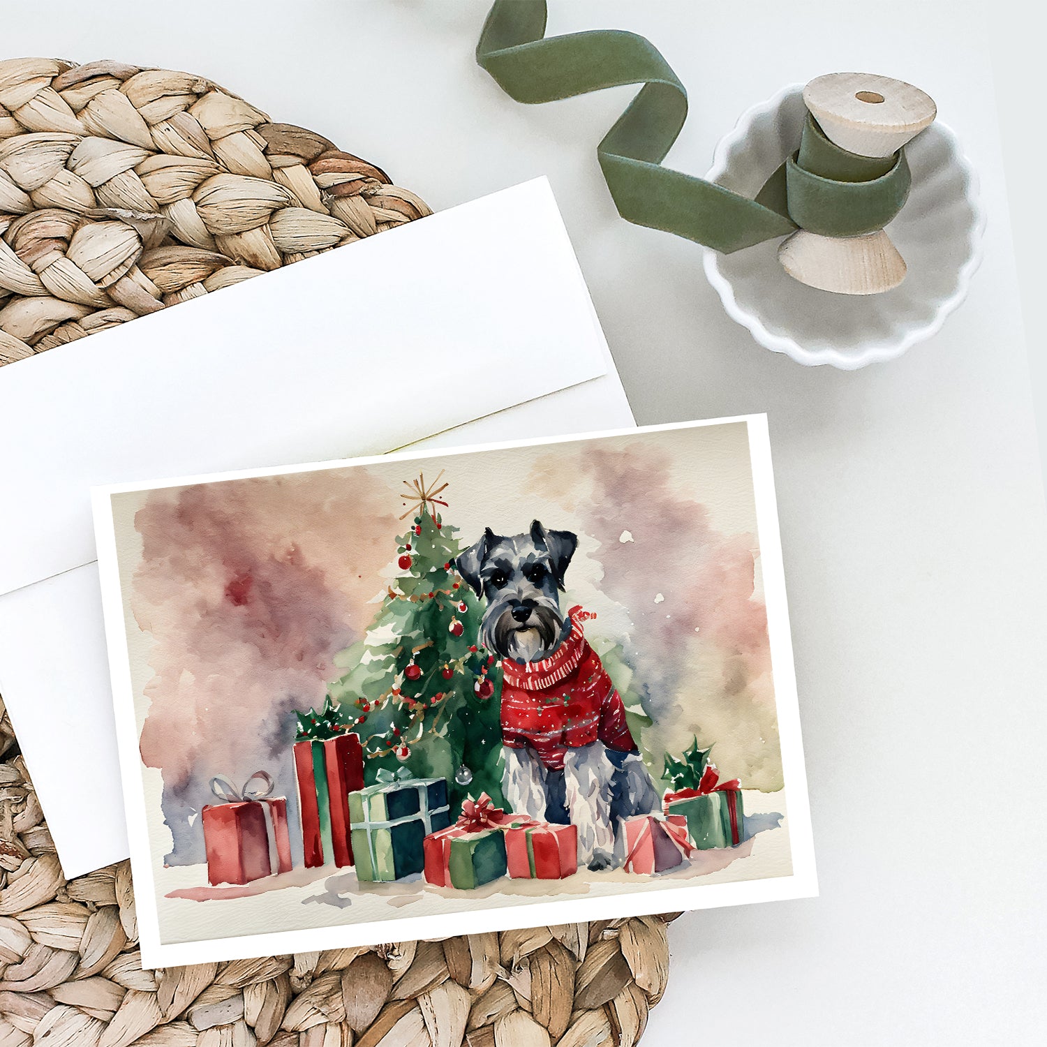 Schnauzer Christmas Greeting Cards and Envelopes Pack of 8  the-store.com.