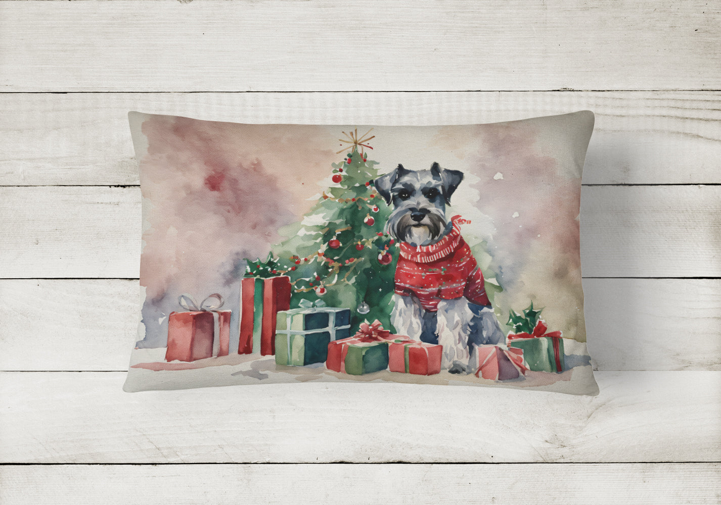 Schnauzer Christmas Fabric Decorative Pillow