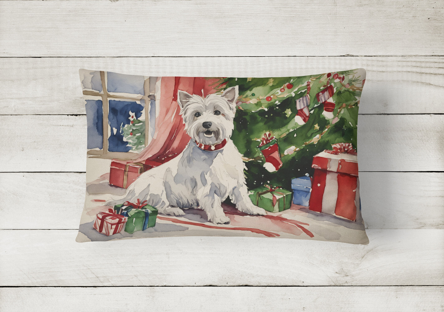 Westie Christmas Fabric Decorative Pillow  the-store.com.