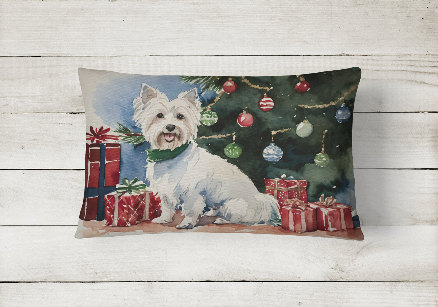 Westie Christmas Fabric Decorative Pillow  the-store.com.