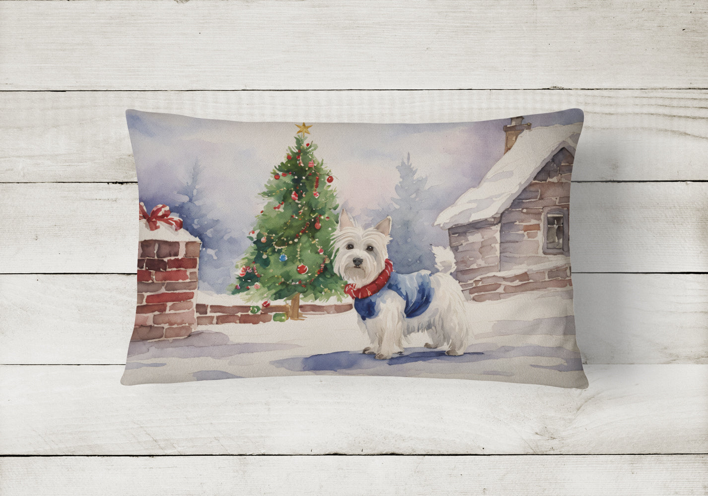 Westie Christmas Fabric Decorative Pillow