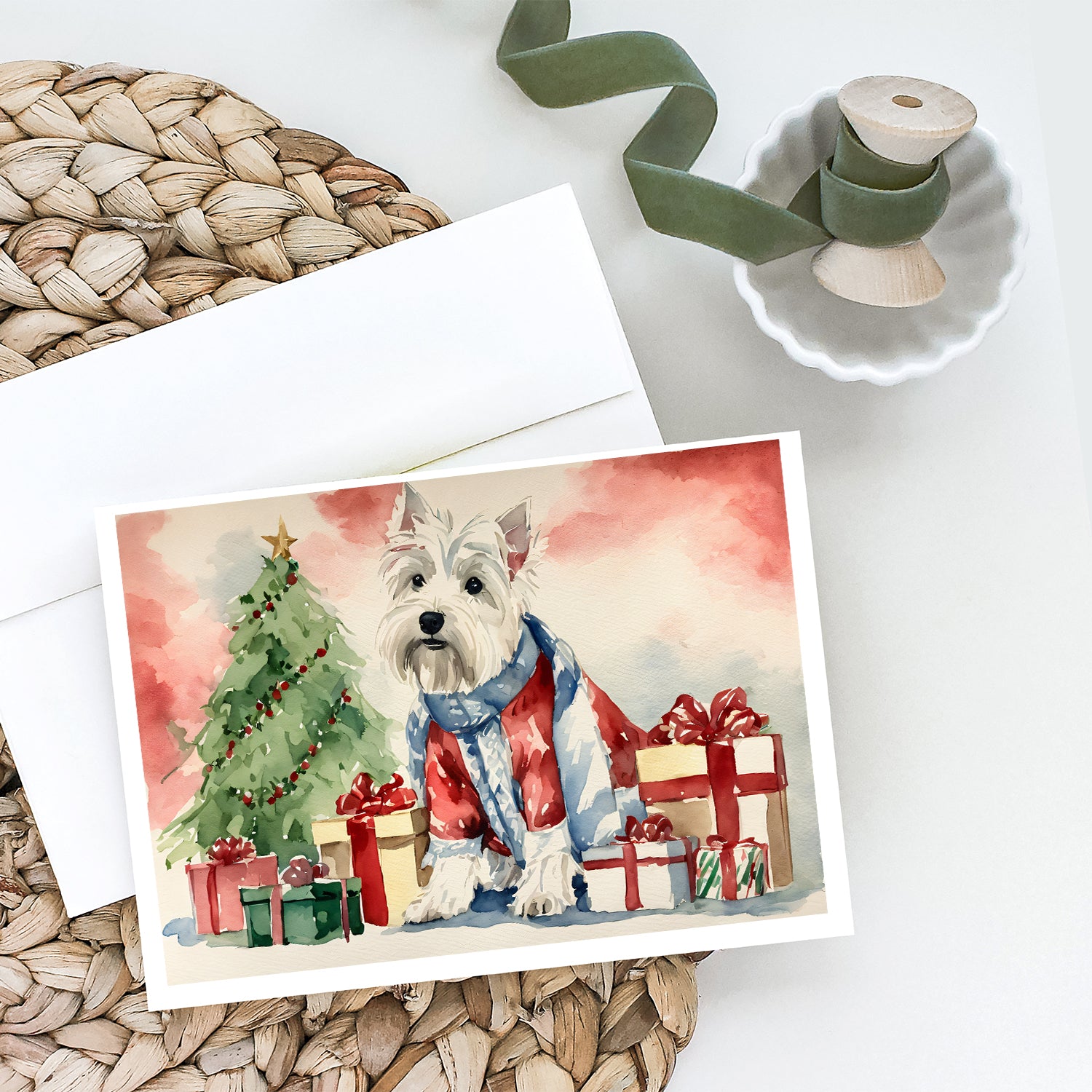 Buy this Westie Christmas Greeting Cards and Envelopes Pack of 8