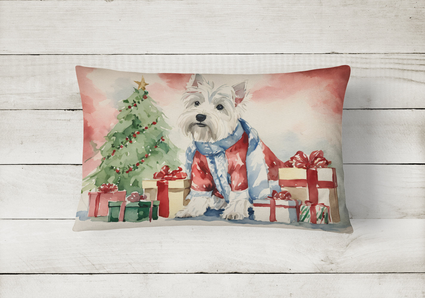 Westie Christmas Fabric Decorative Pillow