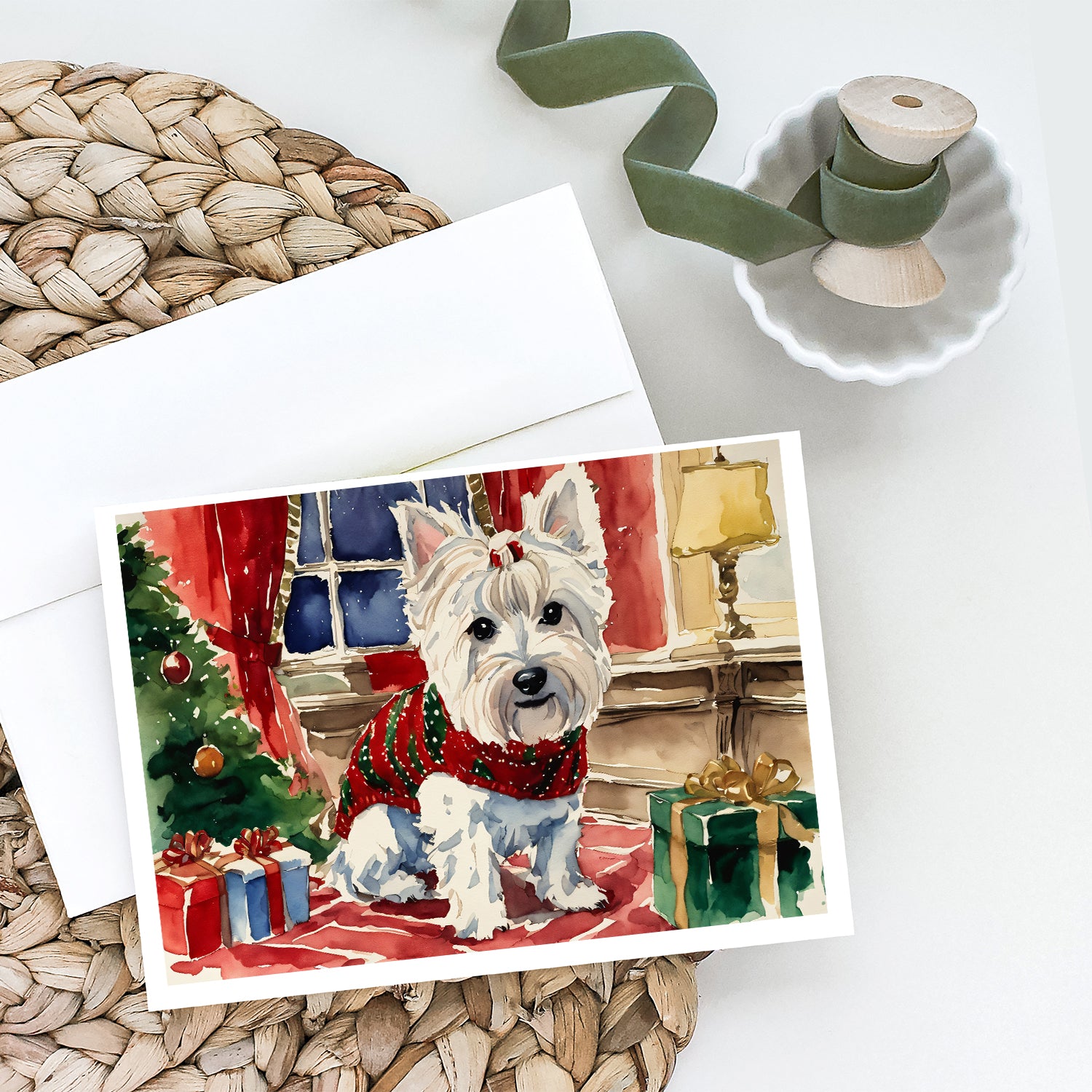 Buy this Westie Christmas Greeting Cards and Envelopes Pack of 8