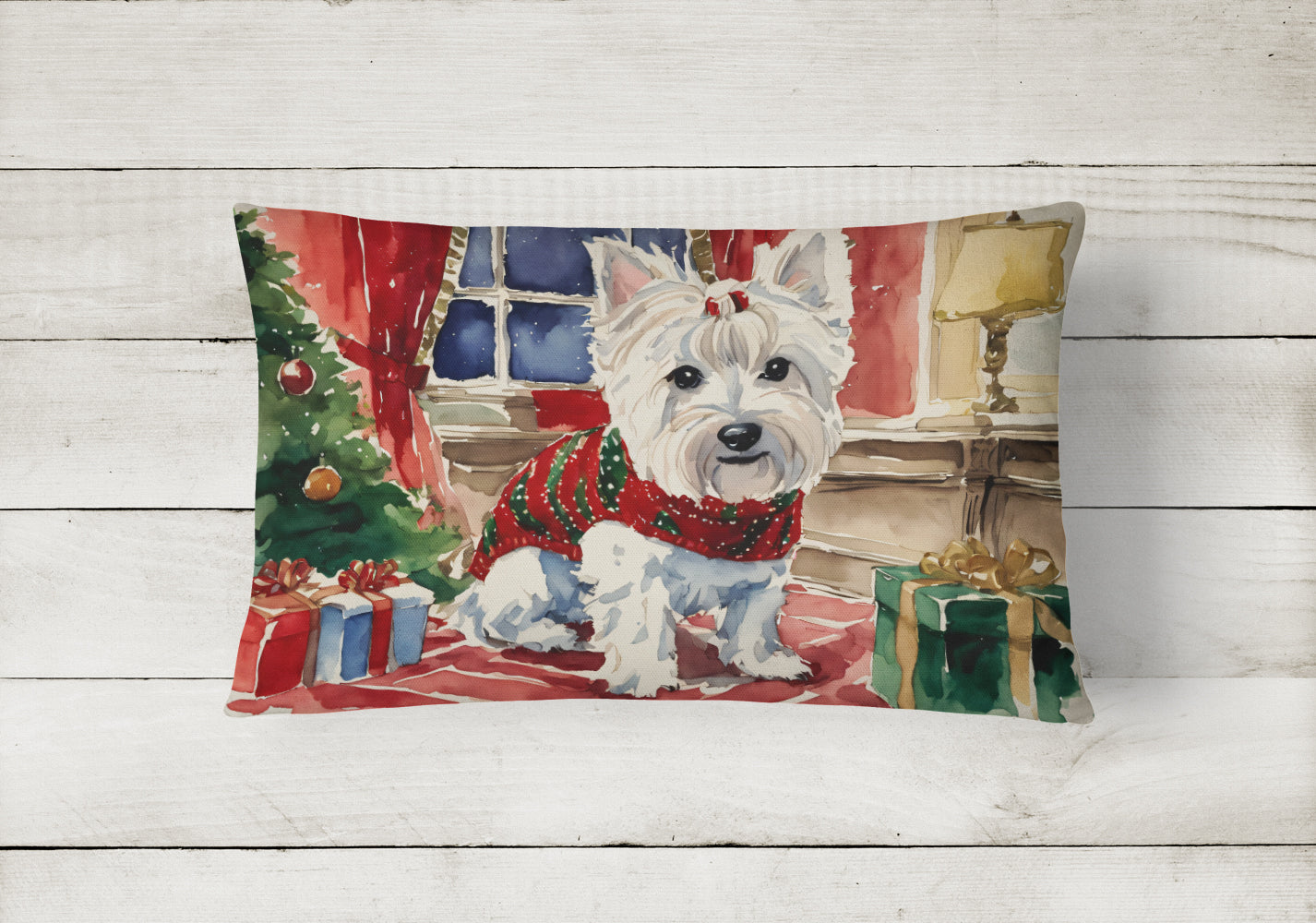 Westie Christmas Fabric Decorative Pillow