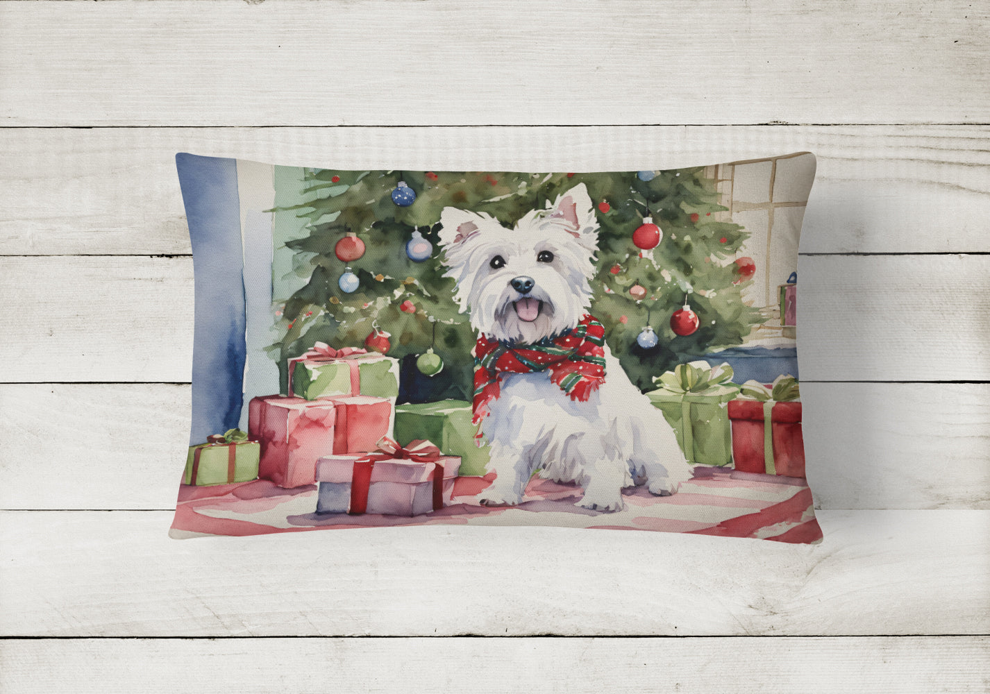 Westie Christmas Fabric Decorative Pillow