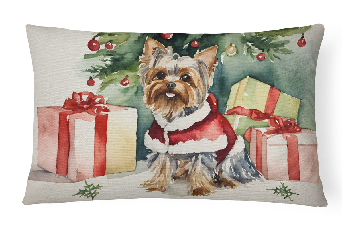 Buy this Yorkie Christmas Fabric Decorative Pillow