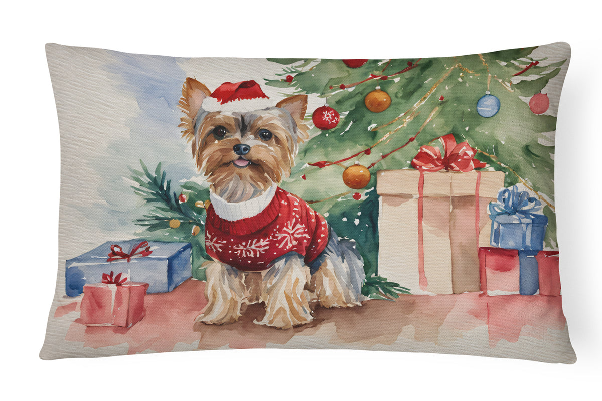 Buy this Yorkie Christmas Fabric Decorative Pillow