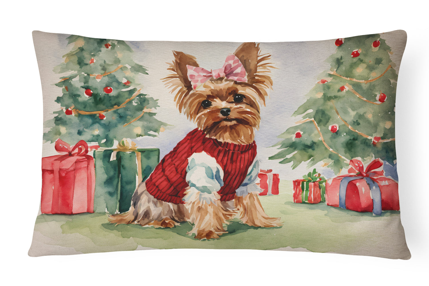 Buy this Yorkie Christmas Fabric Decorative Pillow